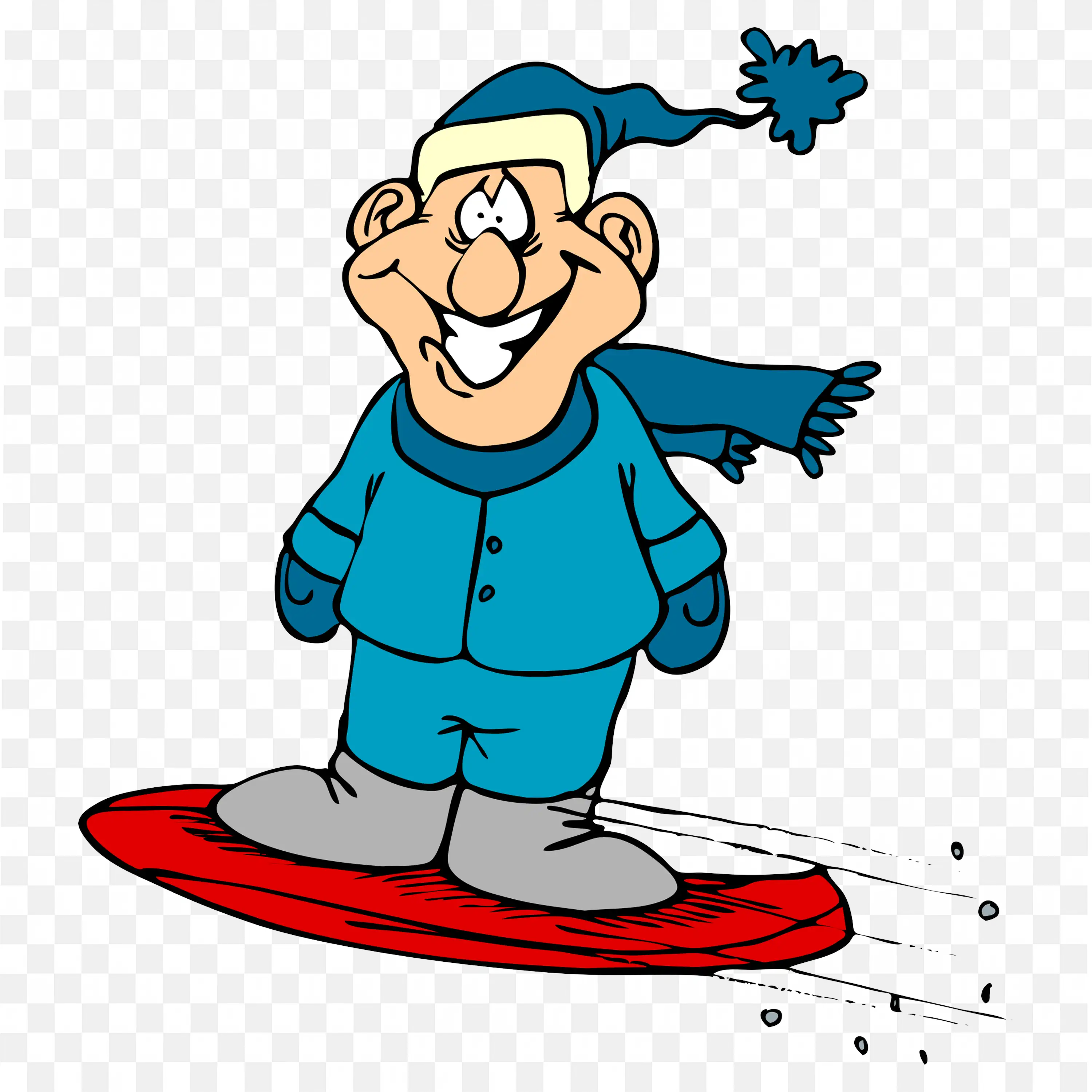 Man Surfing in Winter Clothes with a Big Smile on His Face