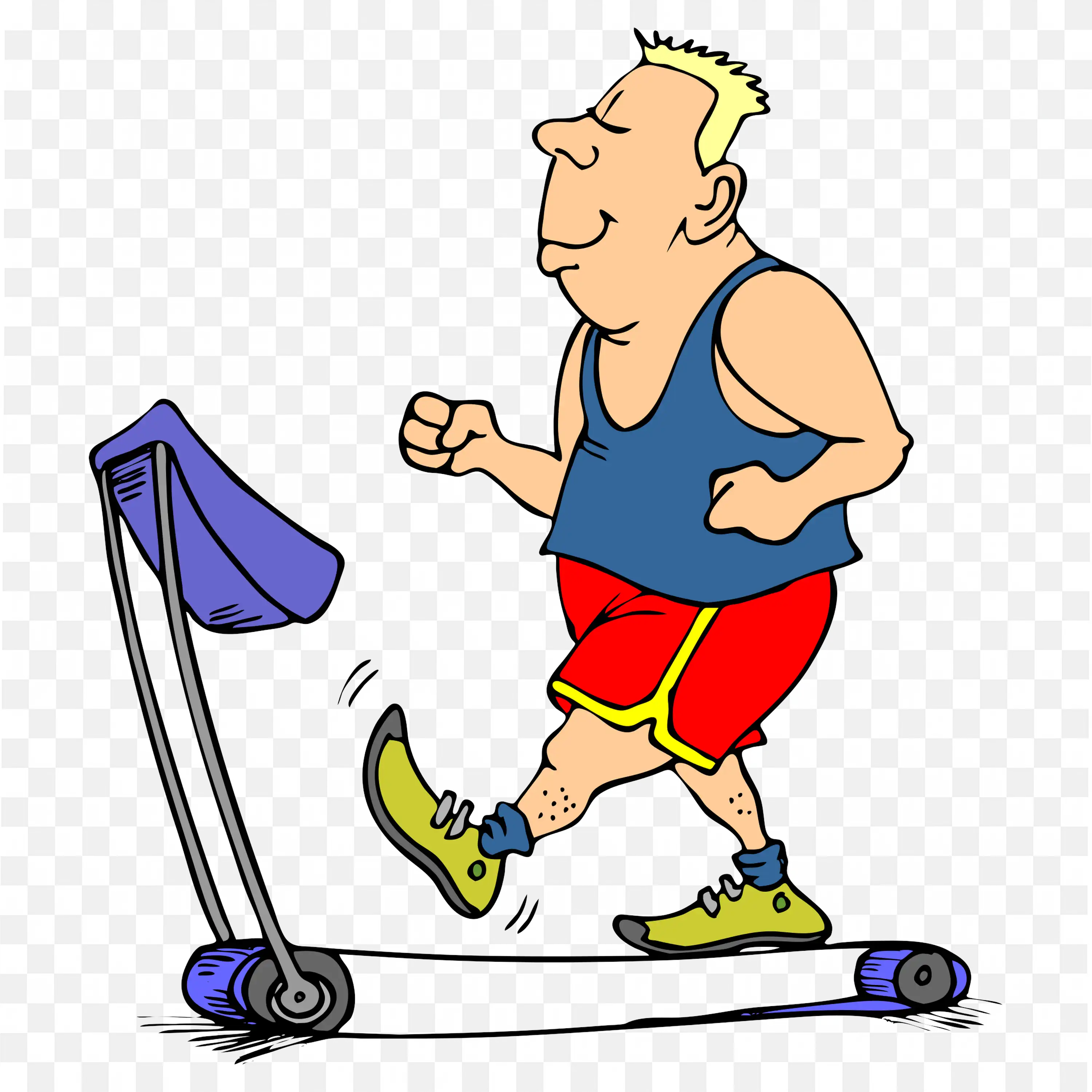 Man Walking on Treadmill for Exercise and Fitness Png Free