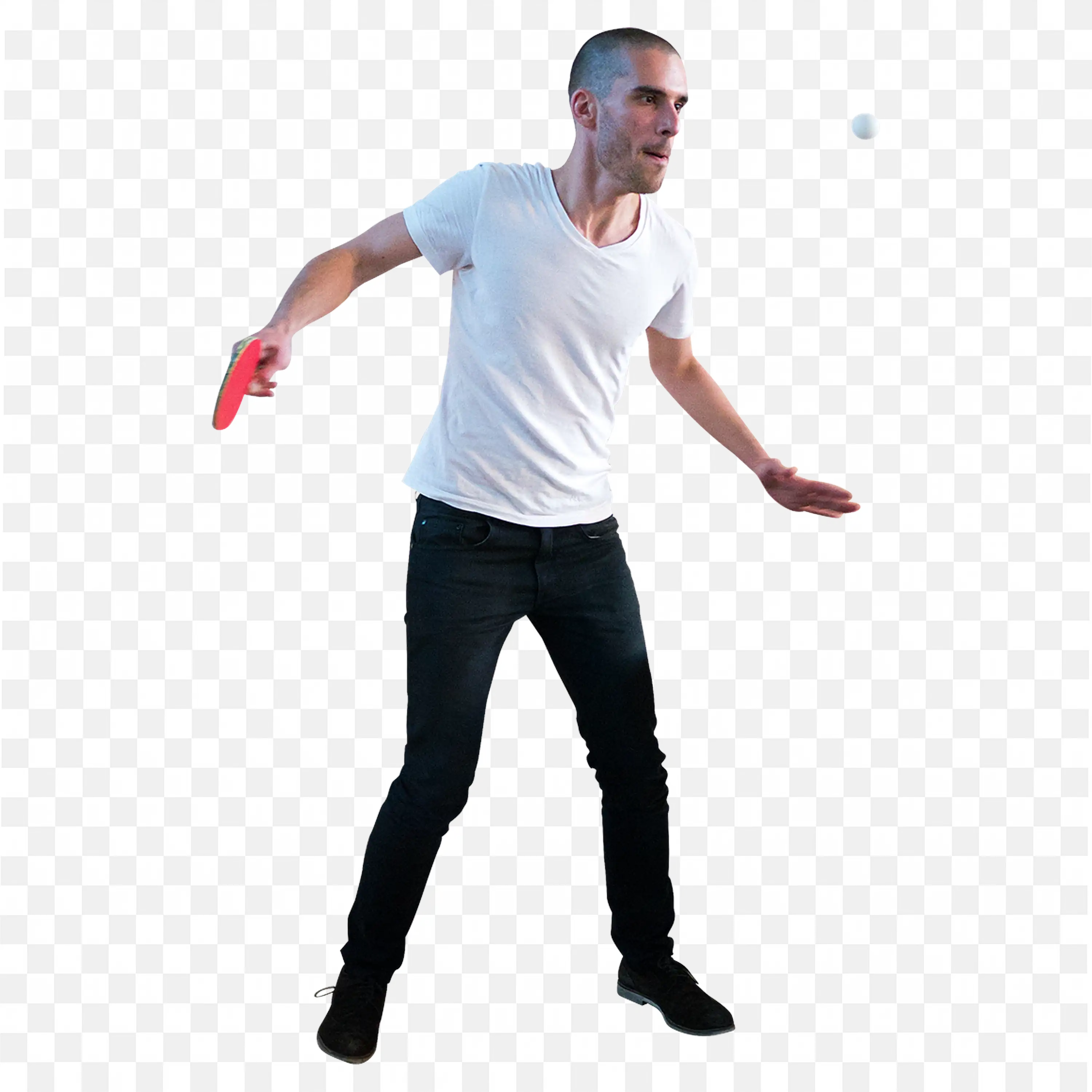 Man in White T Shirt Playing Table Tennis Png Image Free