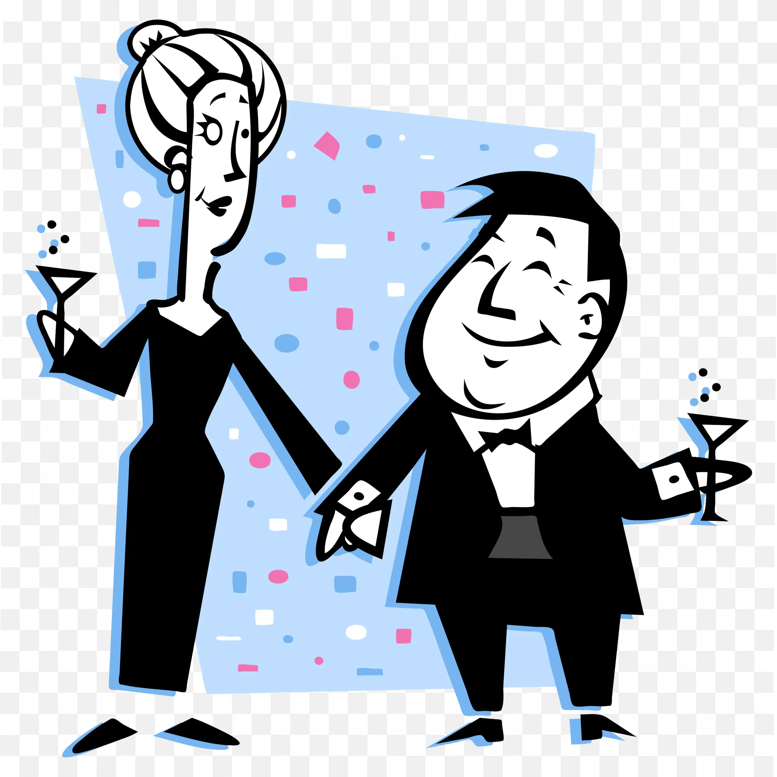 Man and a Woman Dressed Up Enjoying a Celebration Party Png