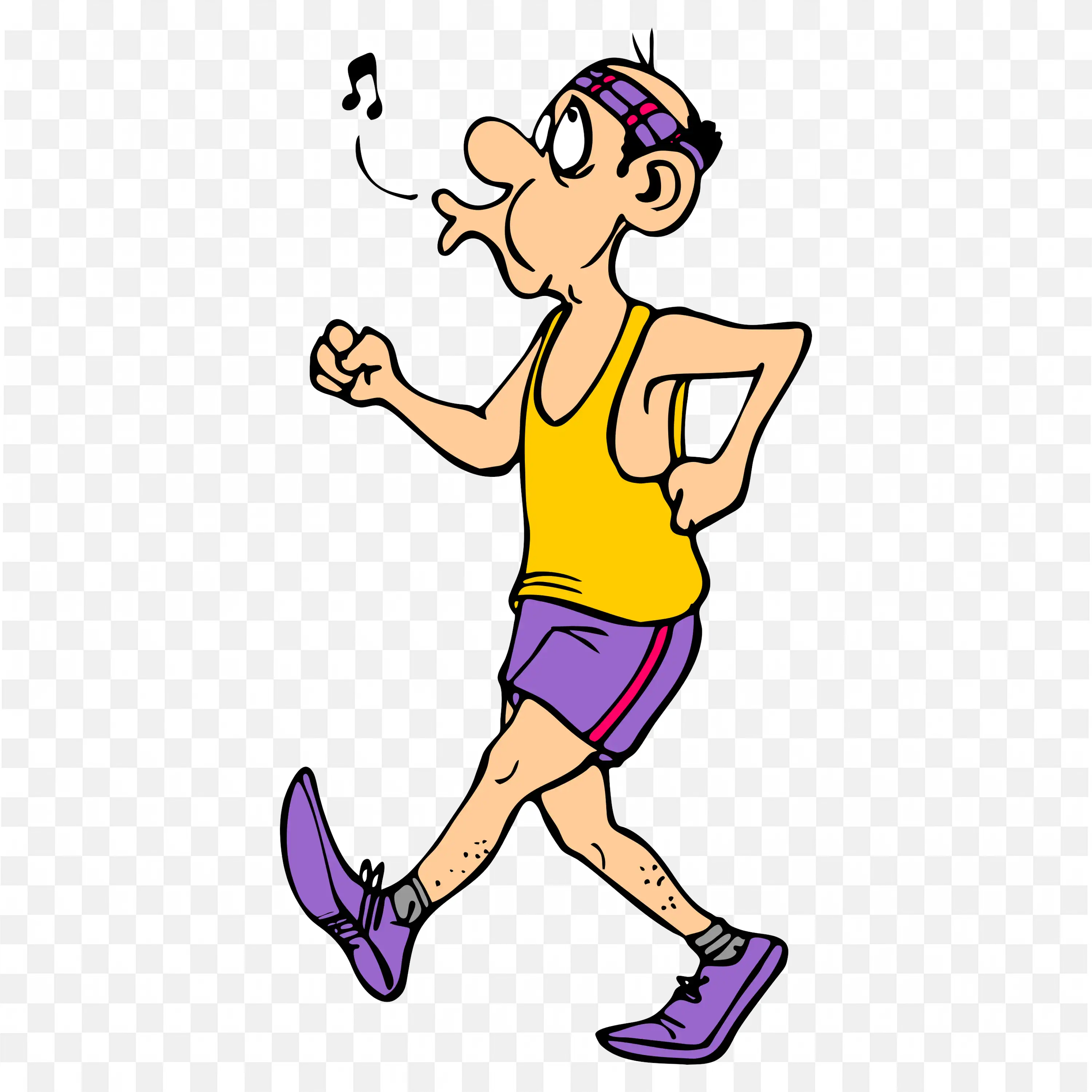 Man in Yellow and Purple Dress Walking Happily for Fitness