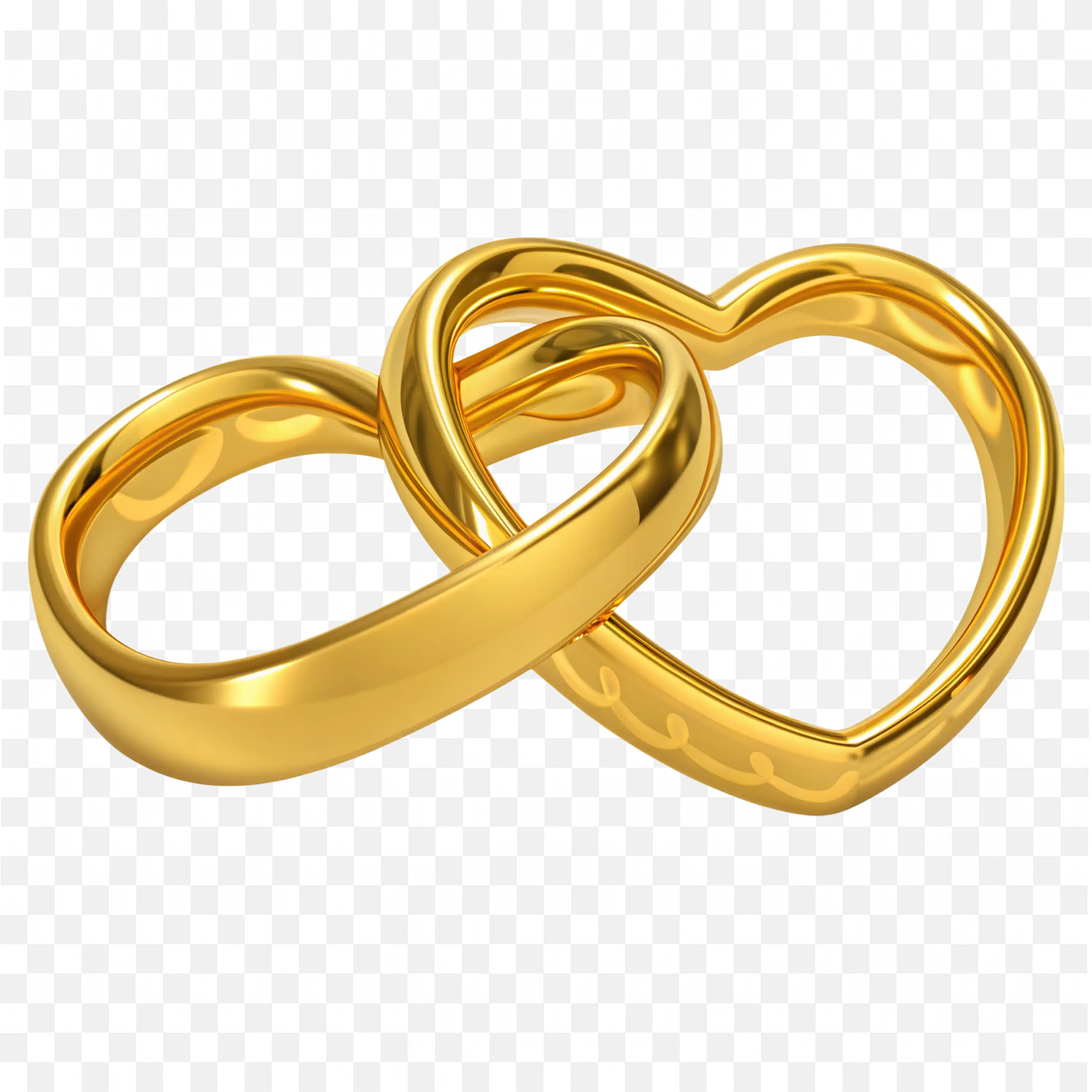 Matching Gold Rings for Couples Tied Together As Heart Png