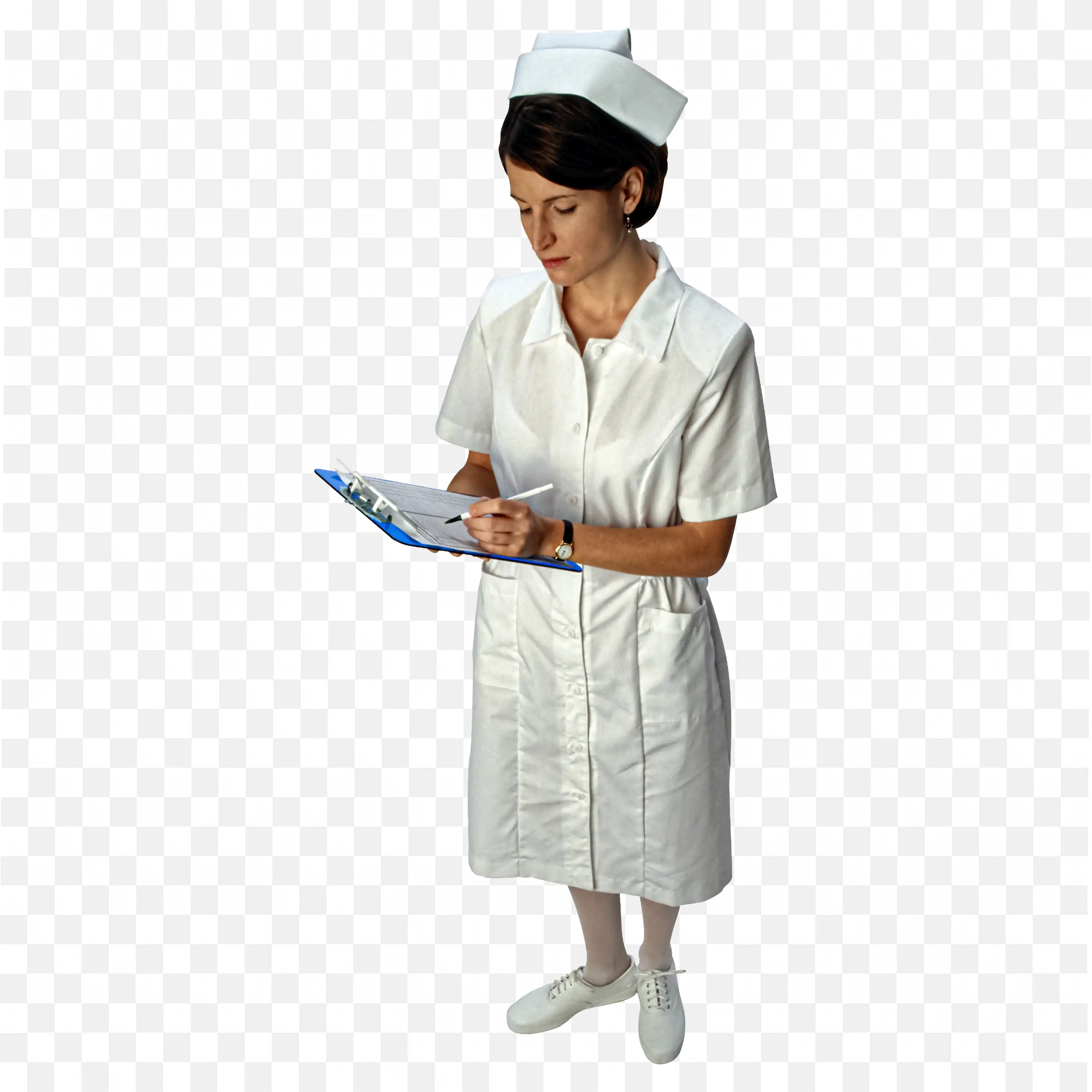 Nurse in Uniform Reviewing Patient Records Png Download