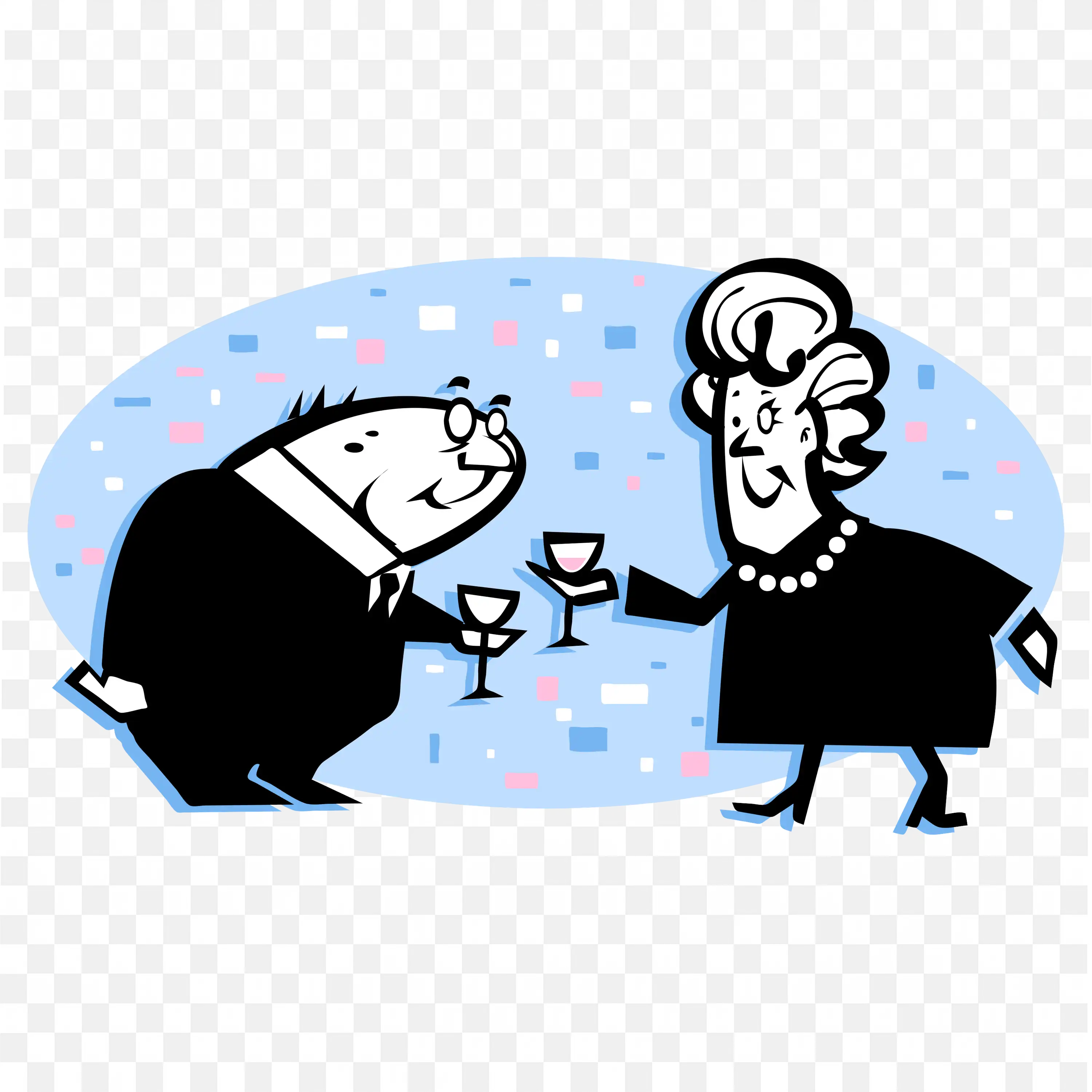 Download Old Couple Chatting Over Drinks at a Fancy Party