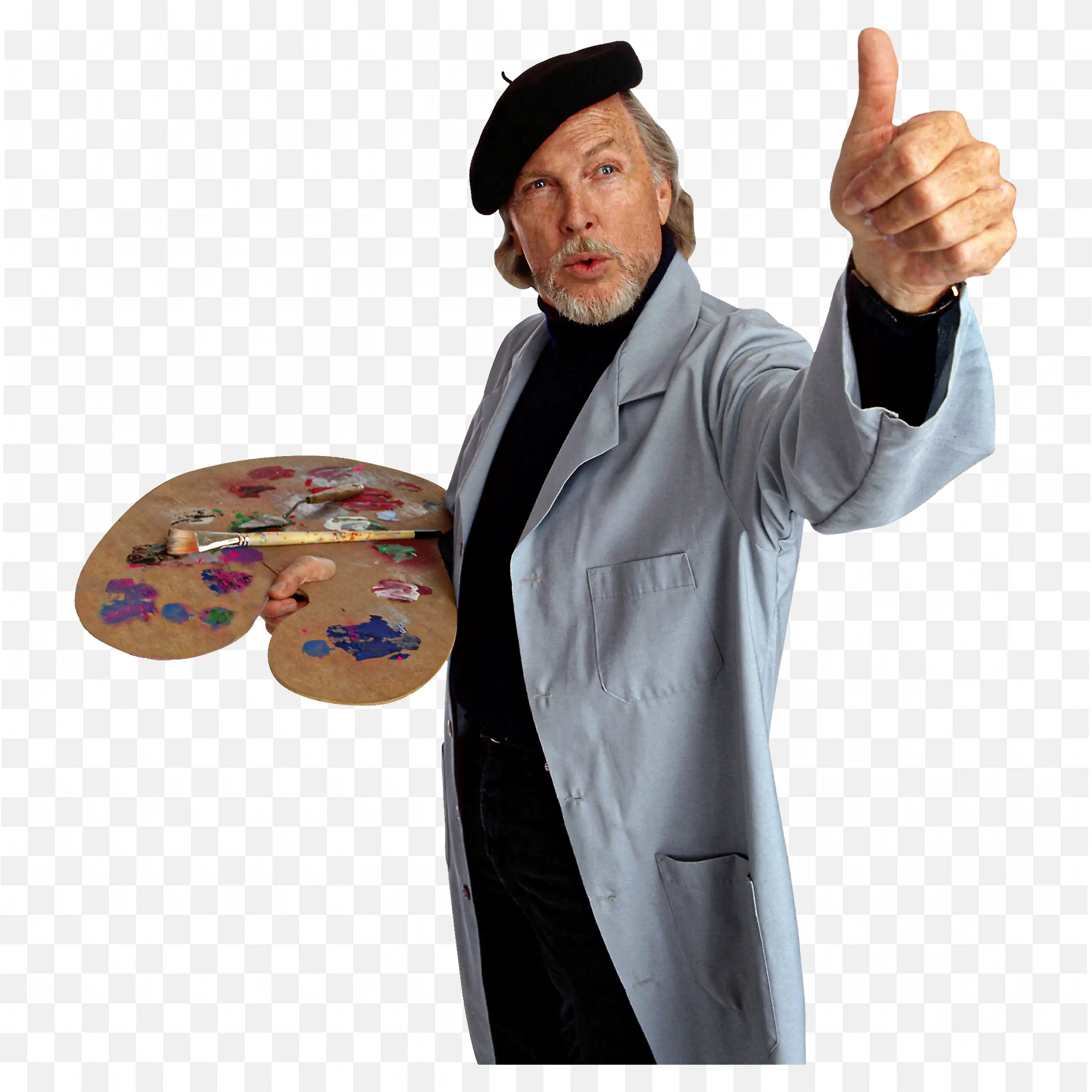 Painter Giving Thumbs Up Holding Paint Board Png Download