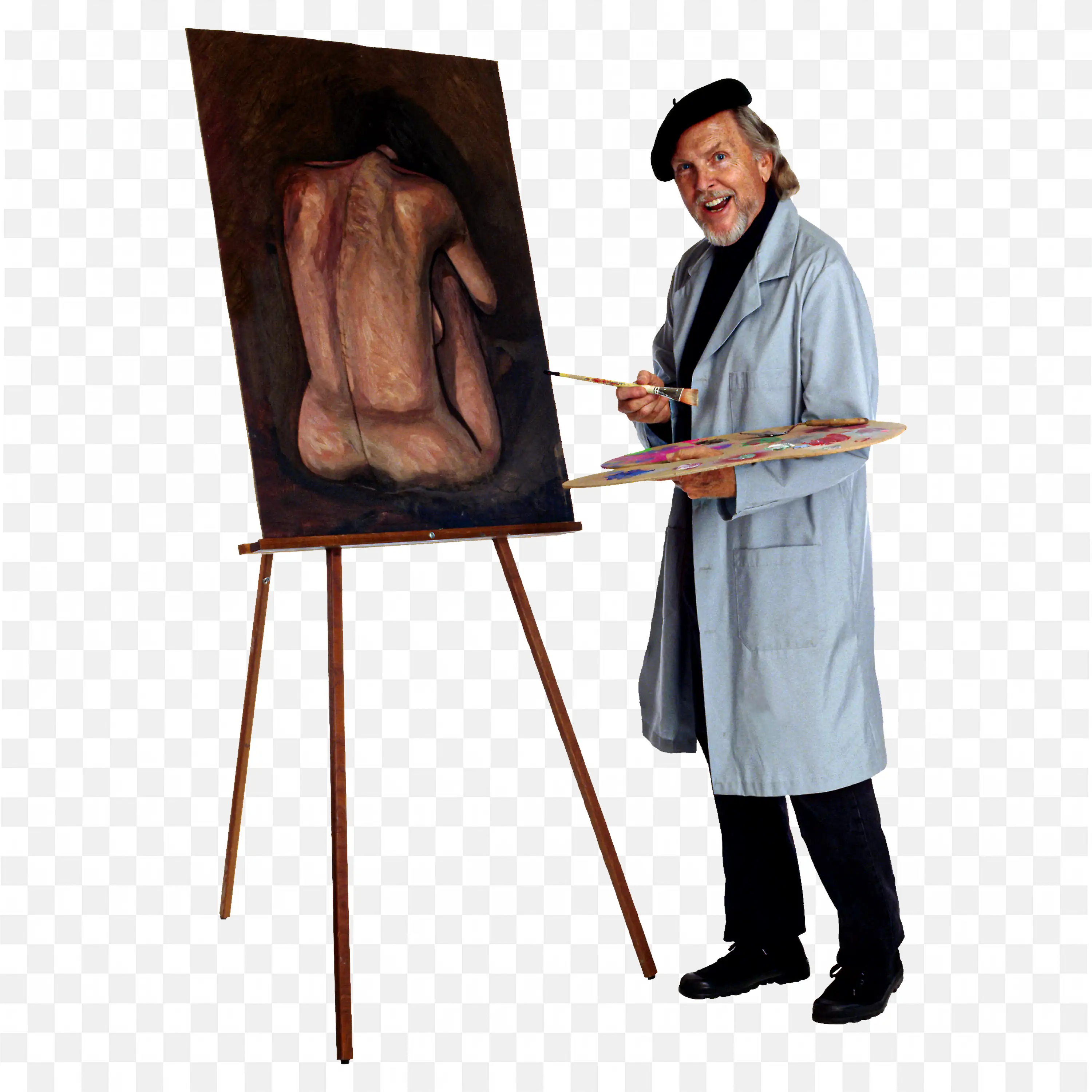 Painter Painting a Image on a Board Png Download for Free