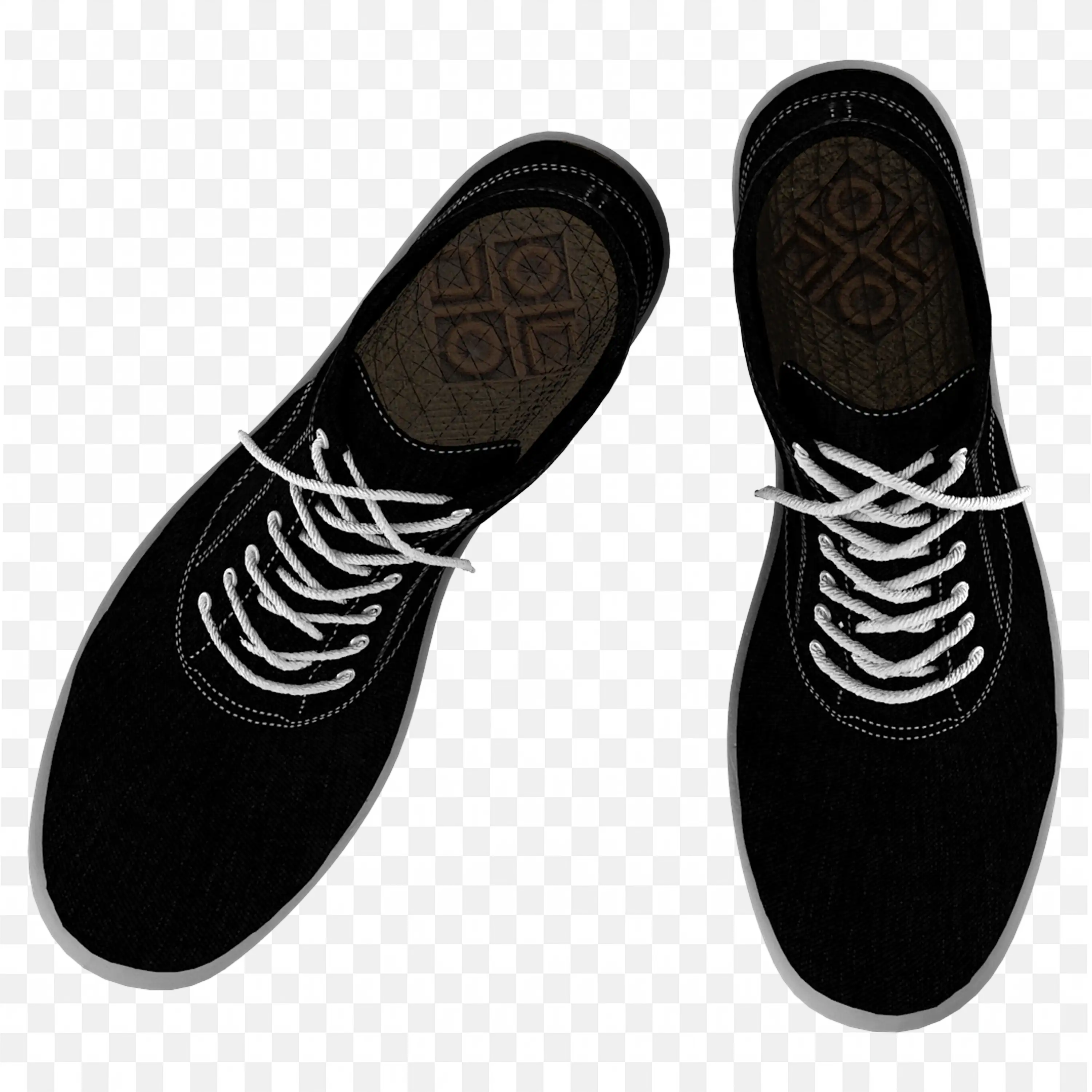 Pair of Black Casual Shoes with White Laces Png Image Free