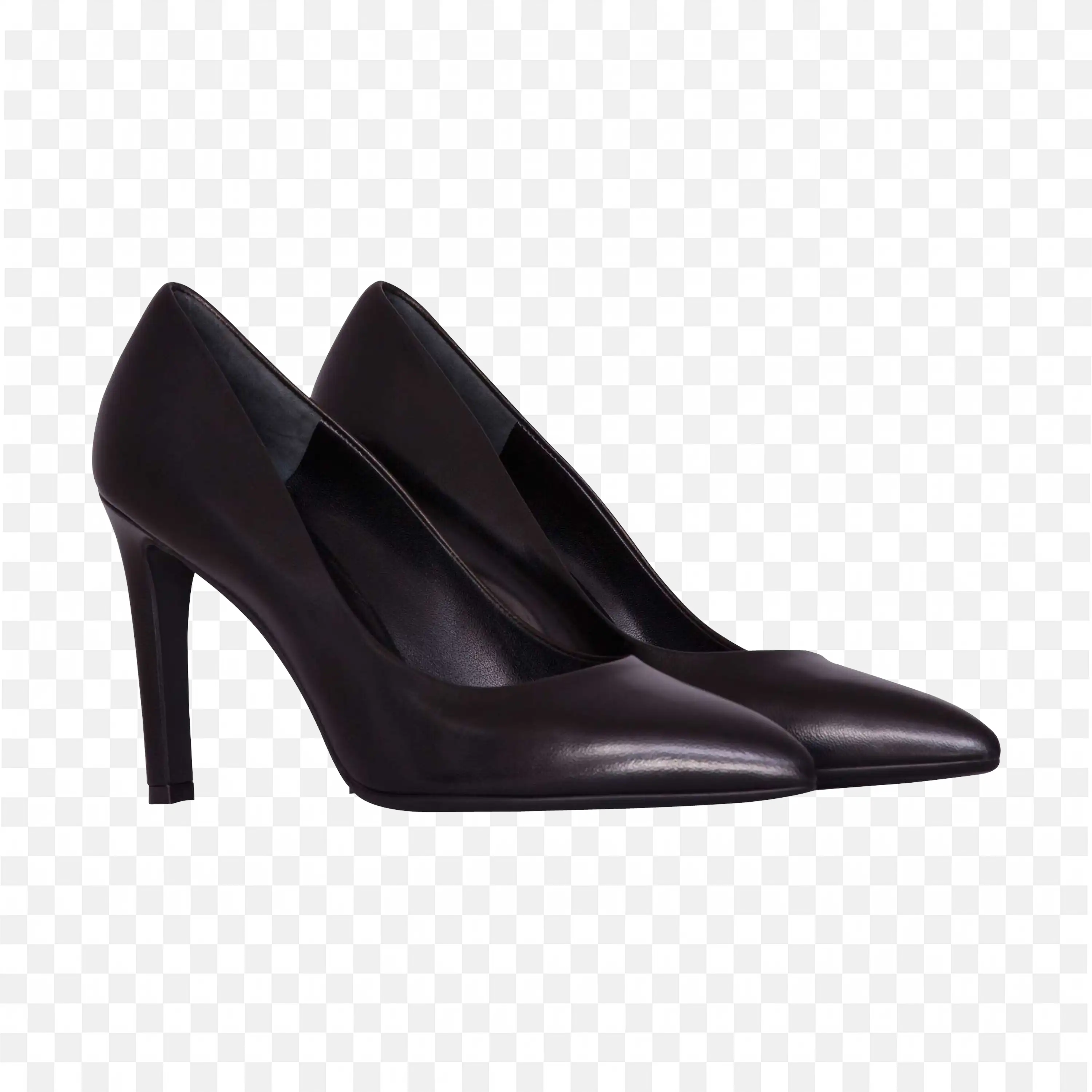 Pair of Black Leather Heels a Formal Footwear for Women Png