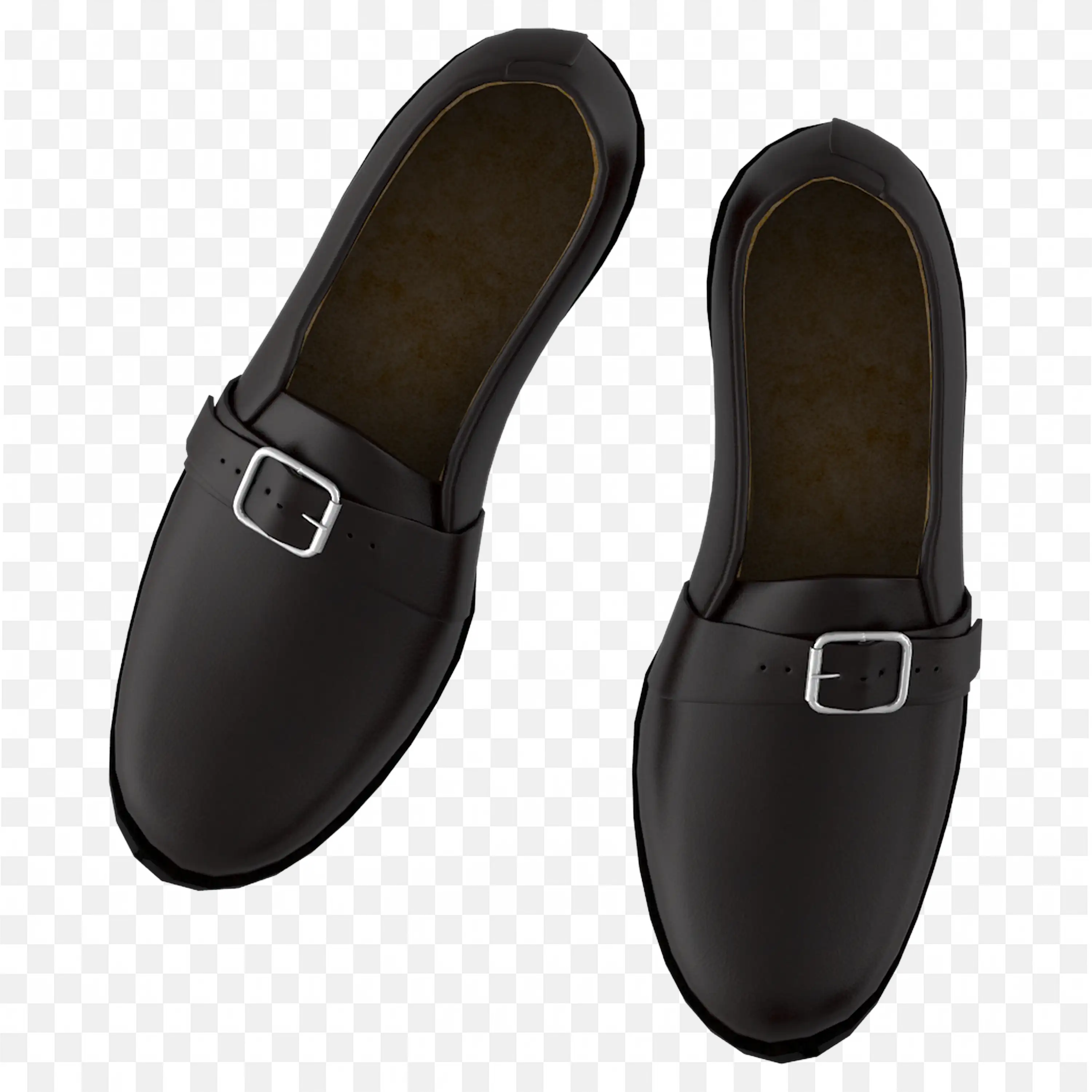 Pair of Elegant Black Formal Shoes with Buckles Png Free