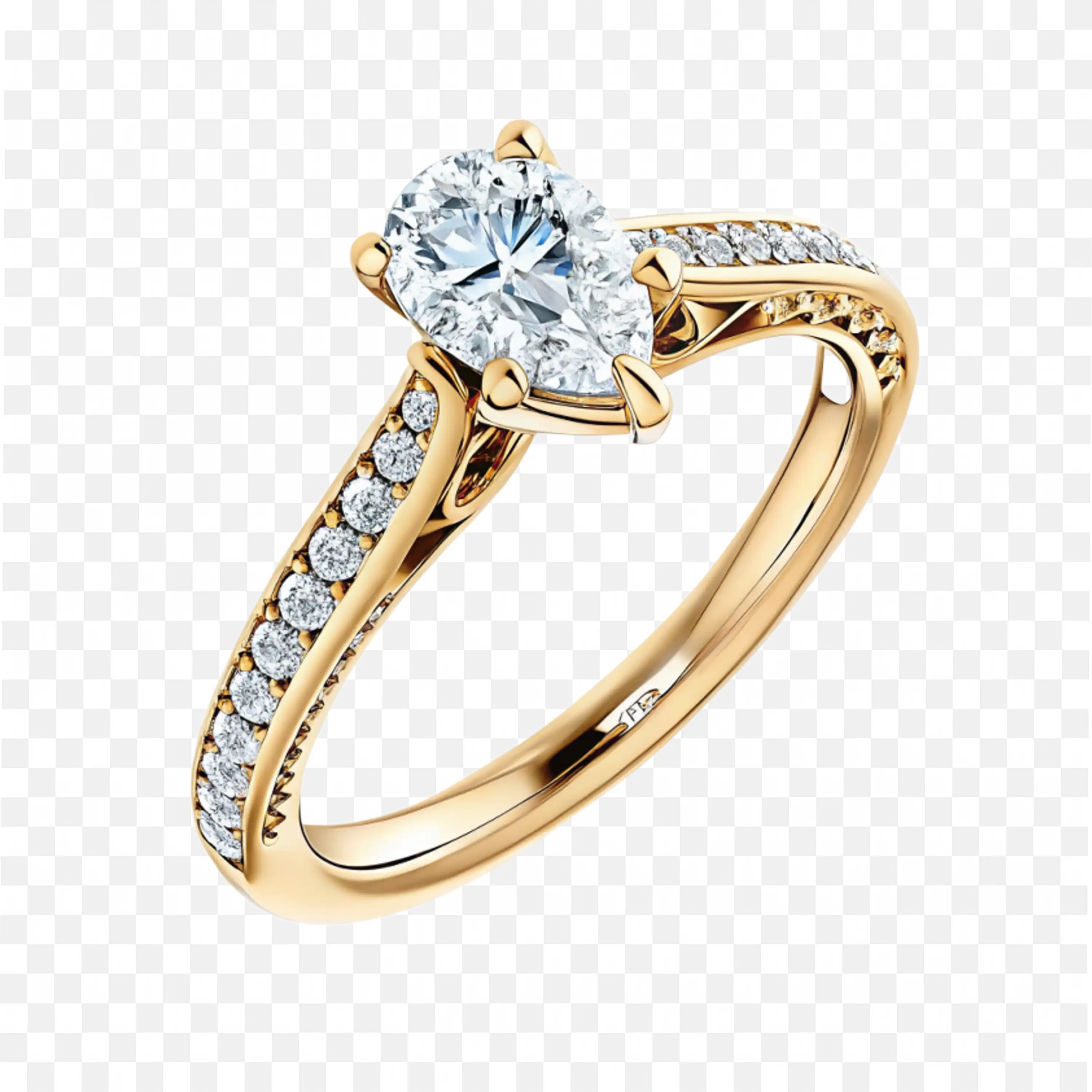 Pear Cut Diamond Ring with Gold and Sparkling Pave Design