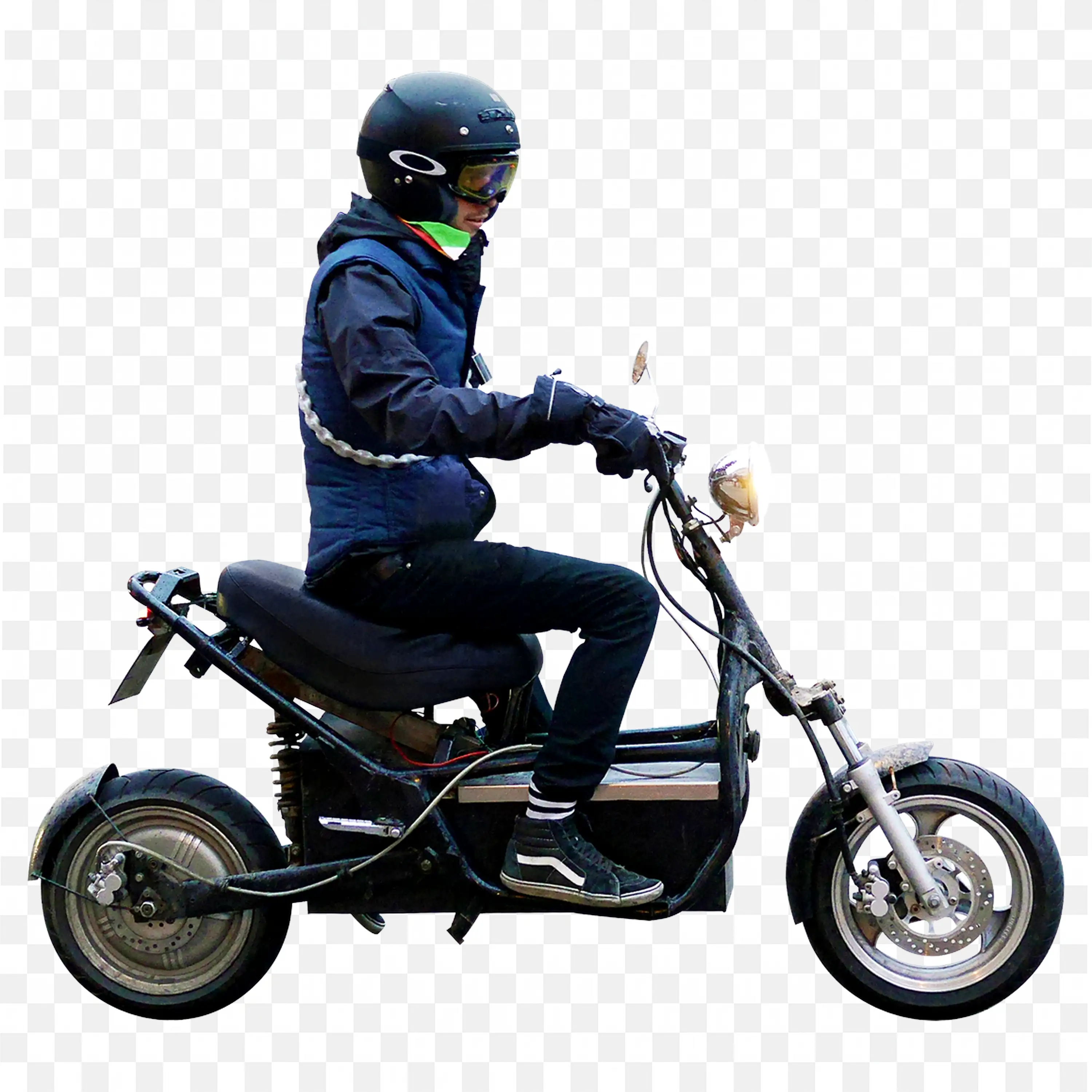 Person Riding Electric Bike with Helmet Png Download Free