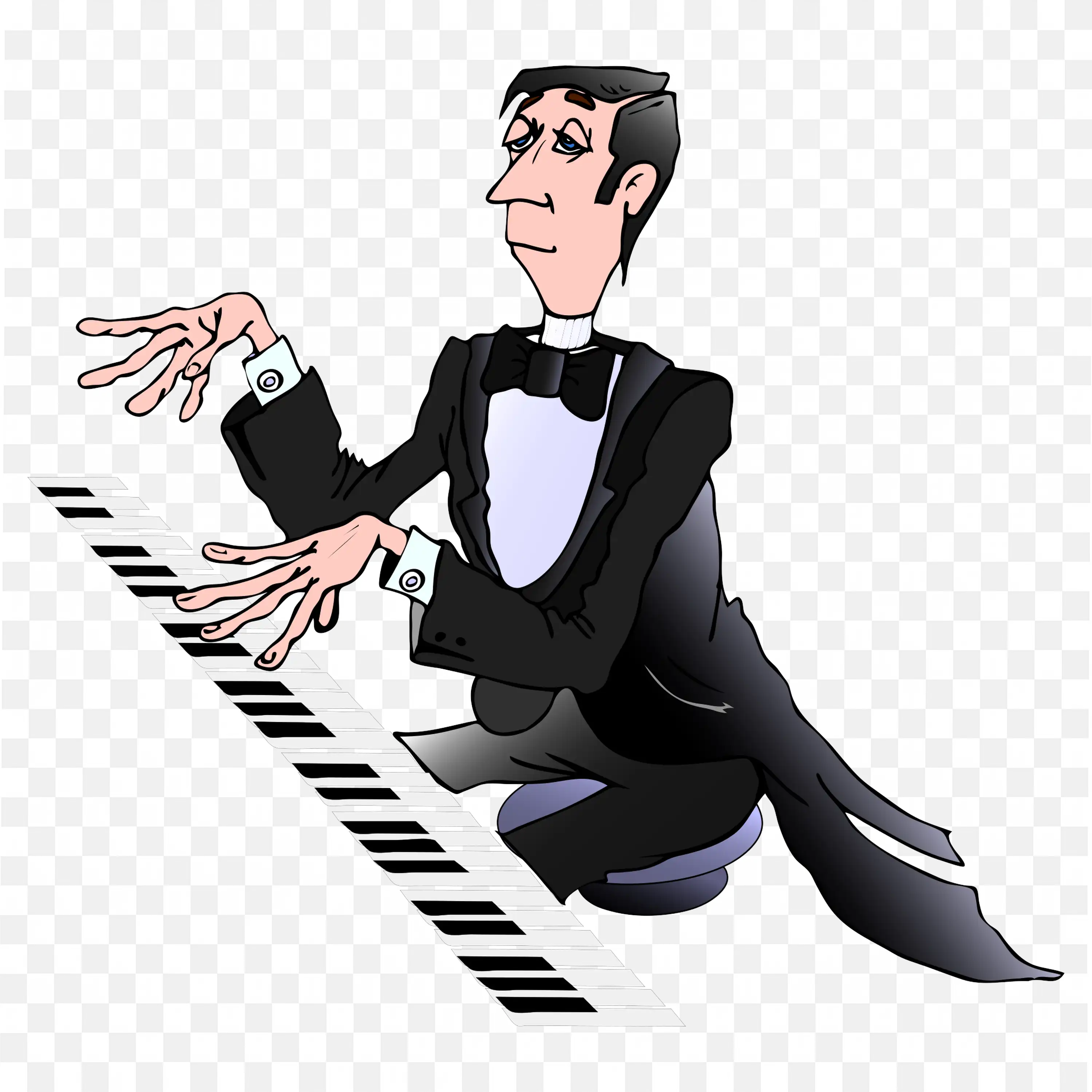 Pianist Performing on a Grand Piano with Full Emotion Png