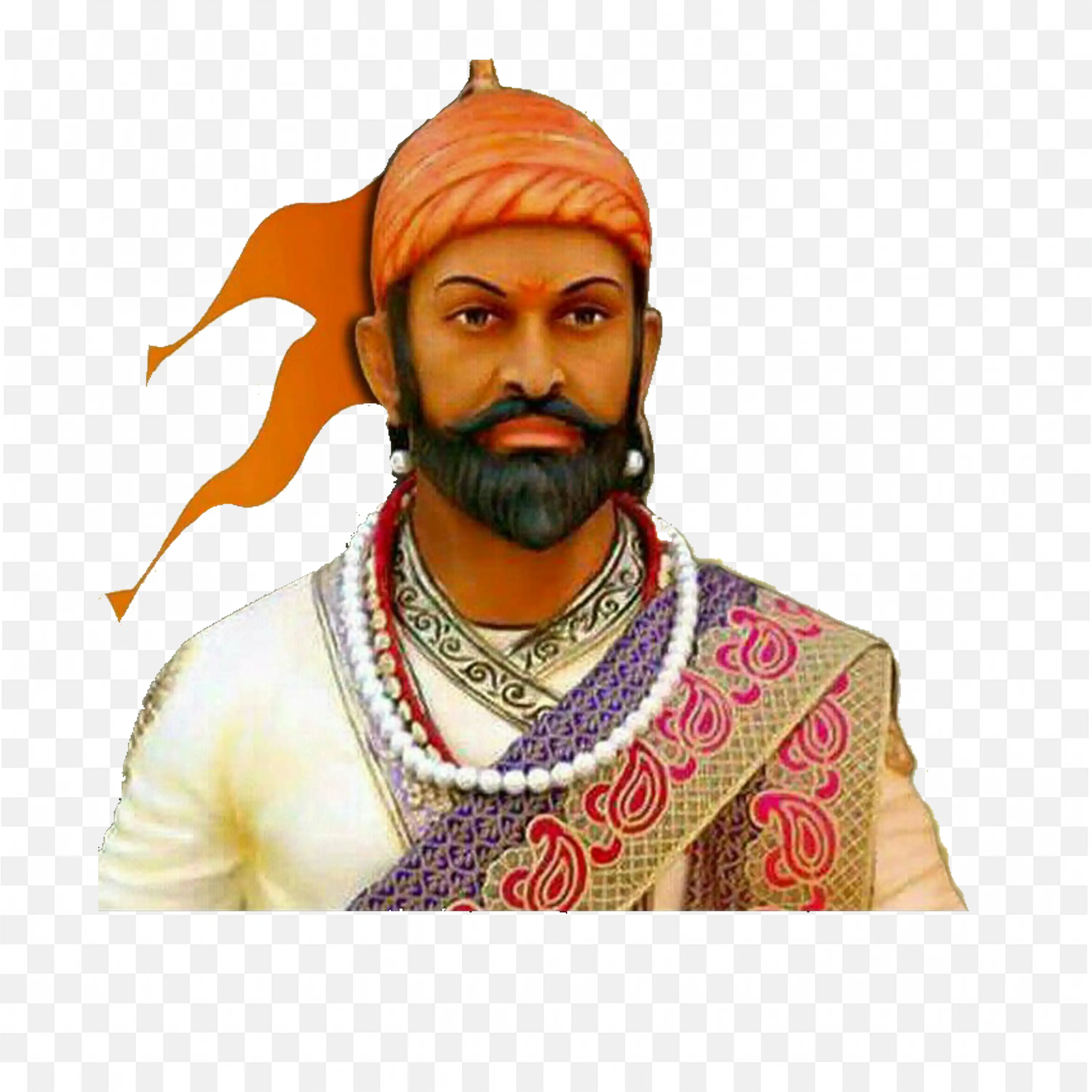 Portrait of Shivaji Maharaj in Traditional Royal Outfit Png