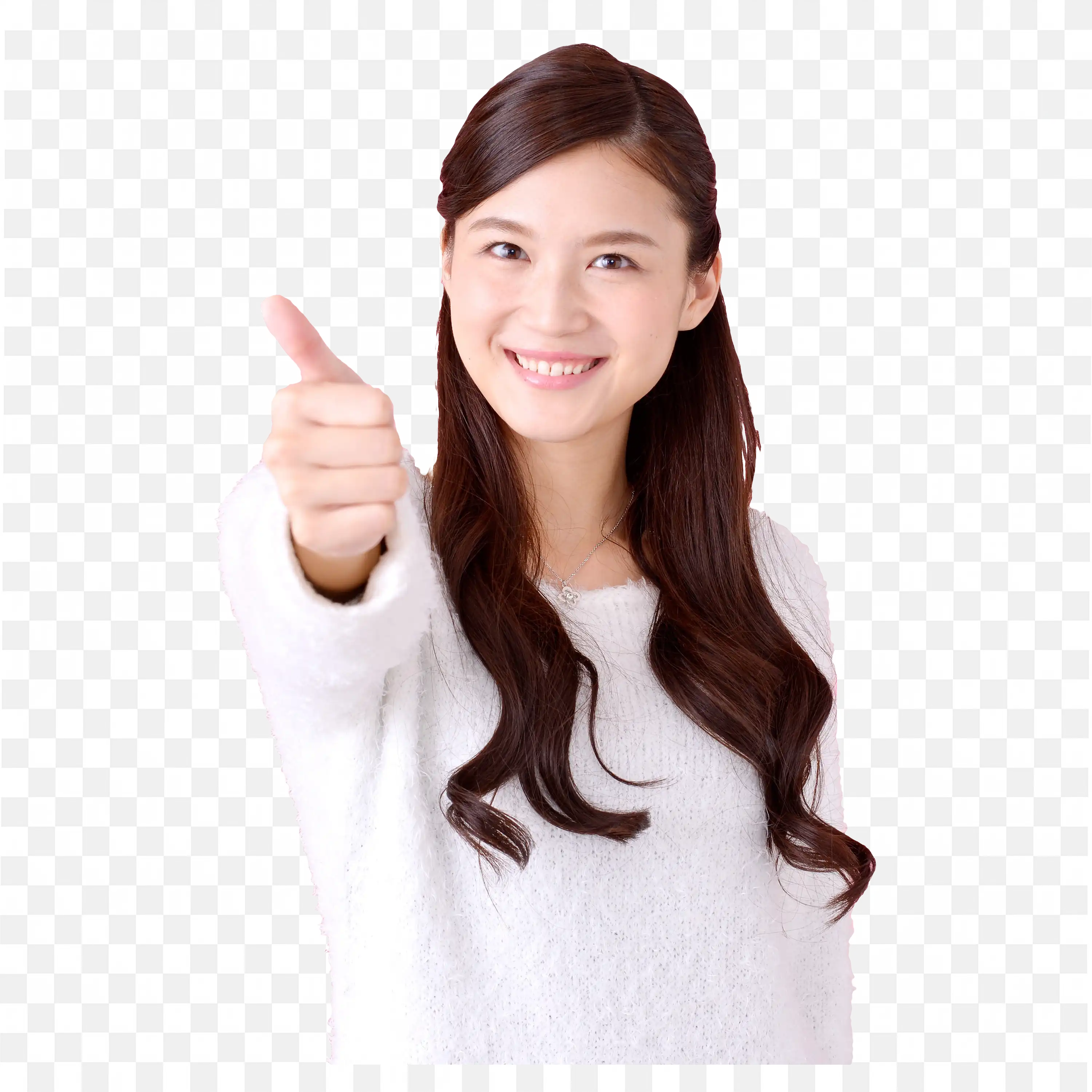 Positive Woman Giving Thumbs Up and Smiling Free Png Image