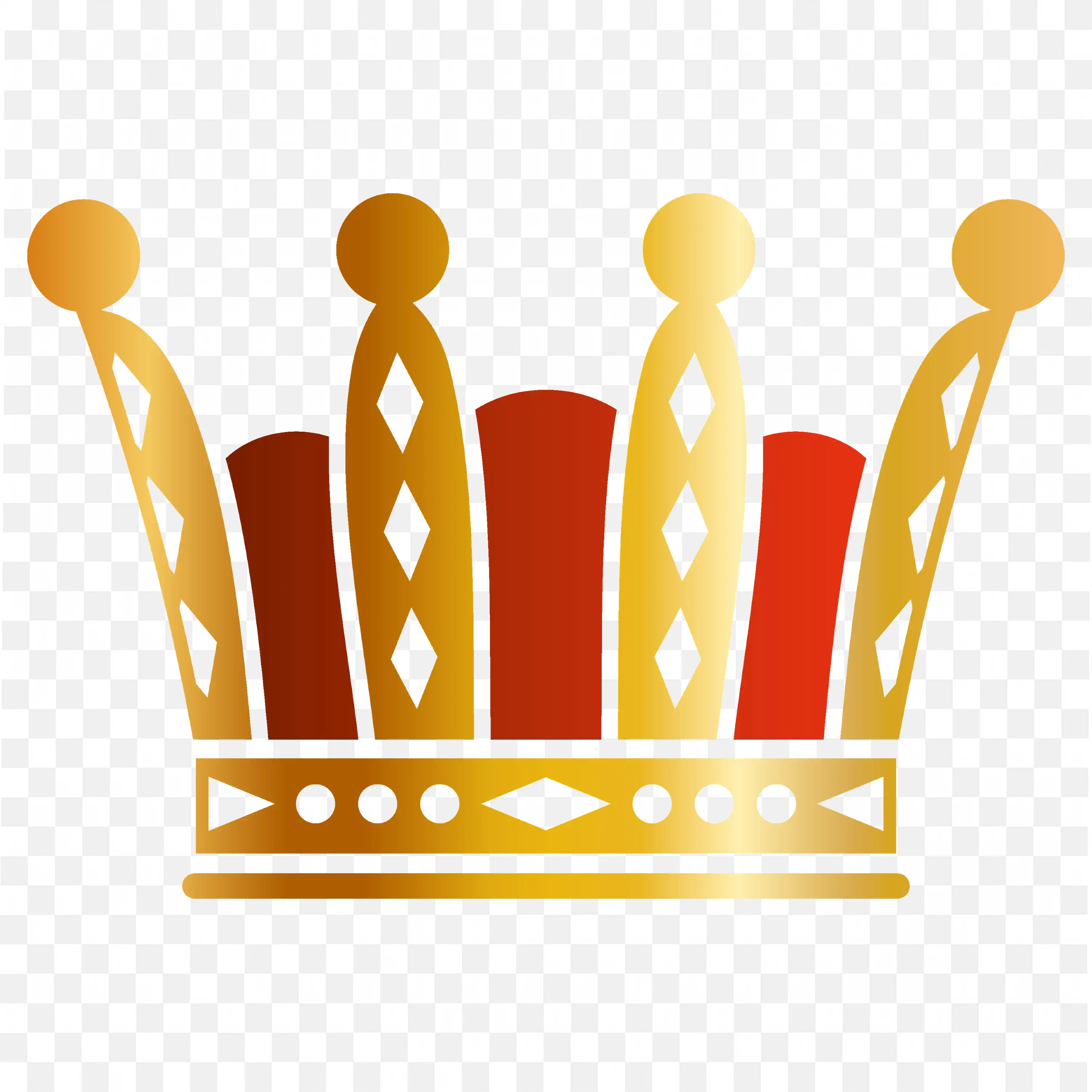 Red and Gold Colour Crown with Pointed Tips Free Png Image