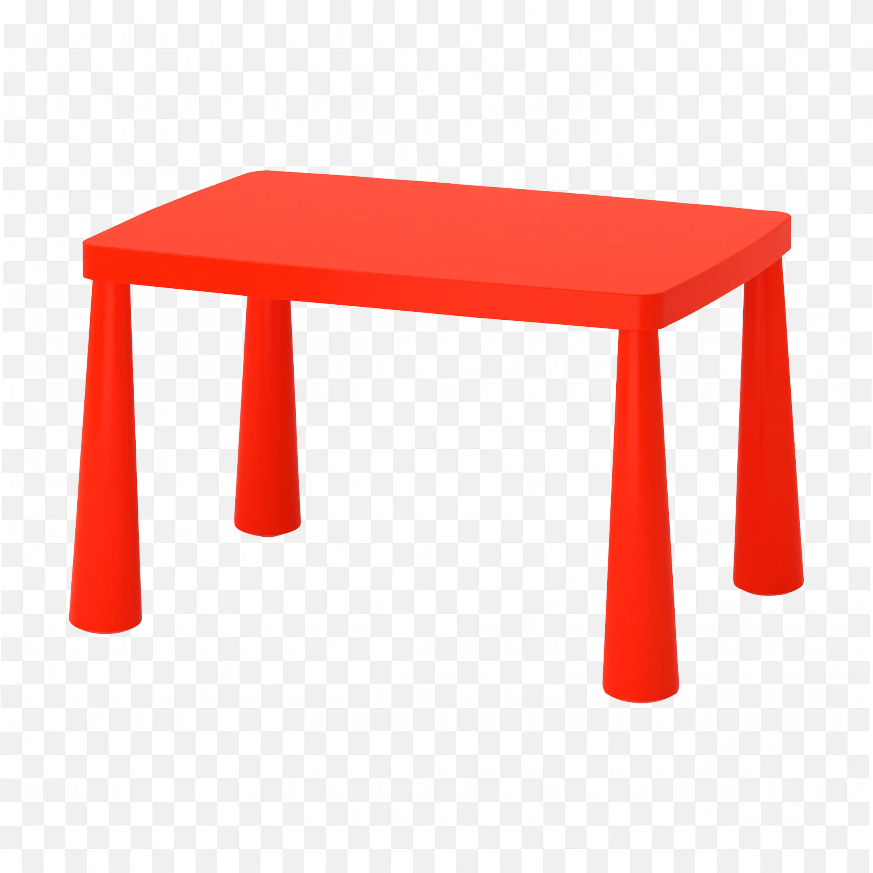 Red Plastic Table with Four Legs Png for Free Download
