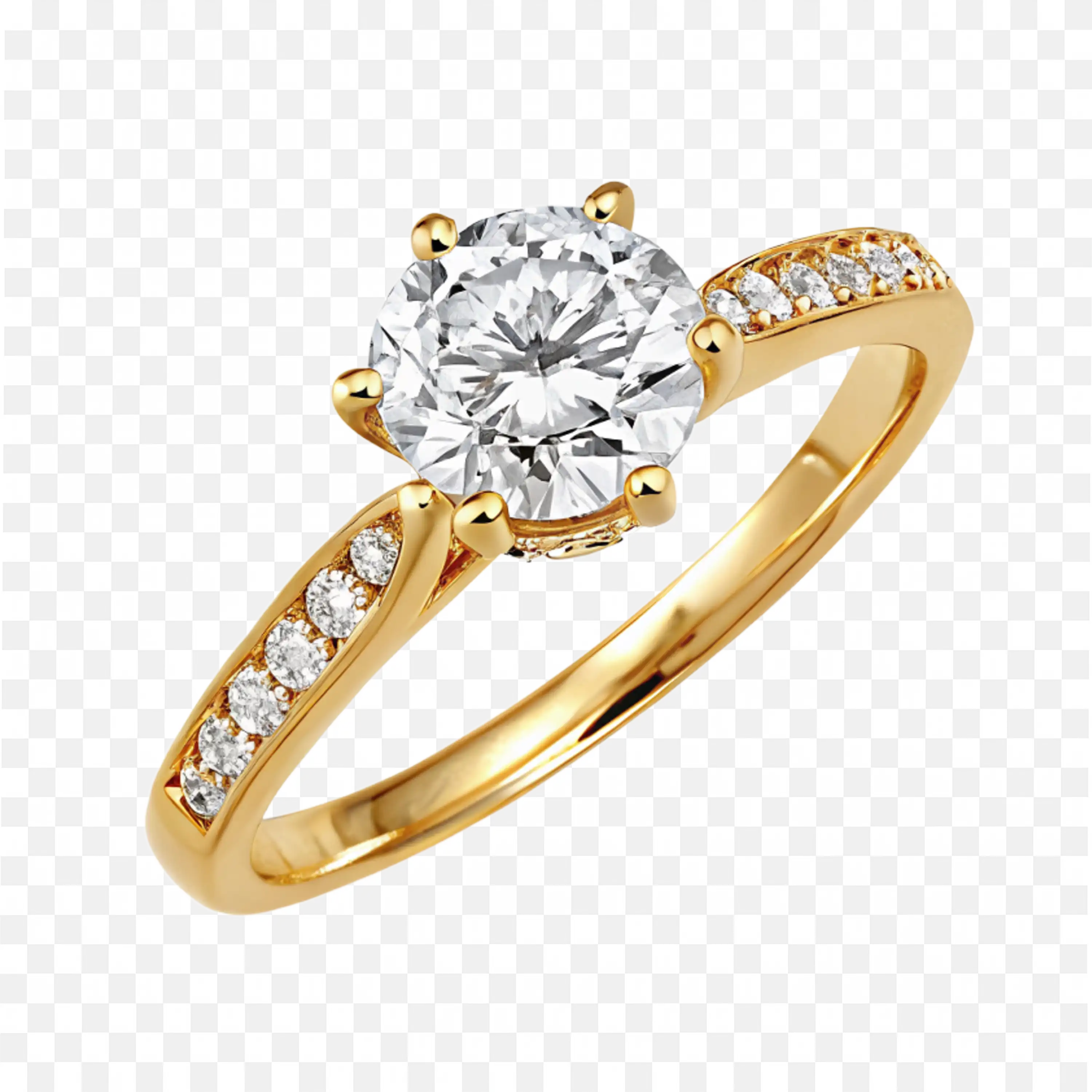 Refined Gold Band Featuring Single Stone and Side Diamonds
