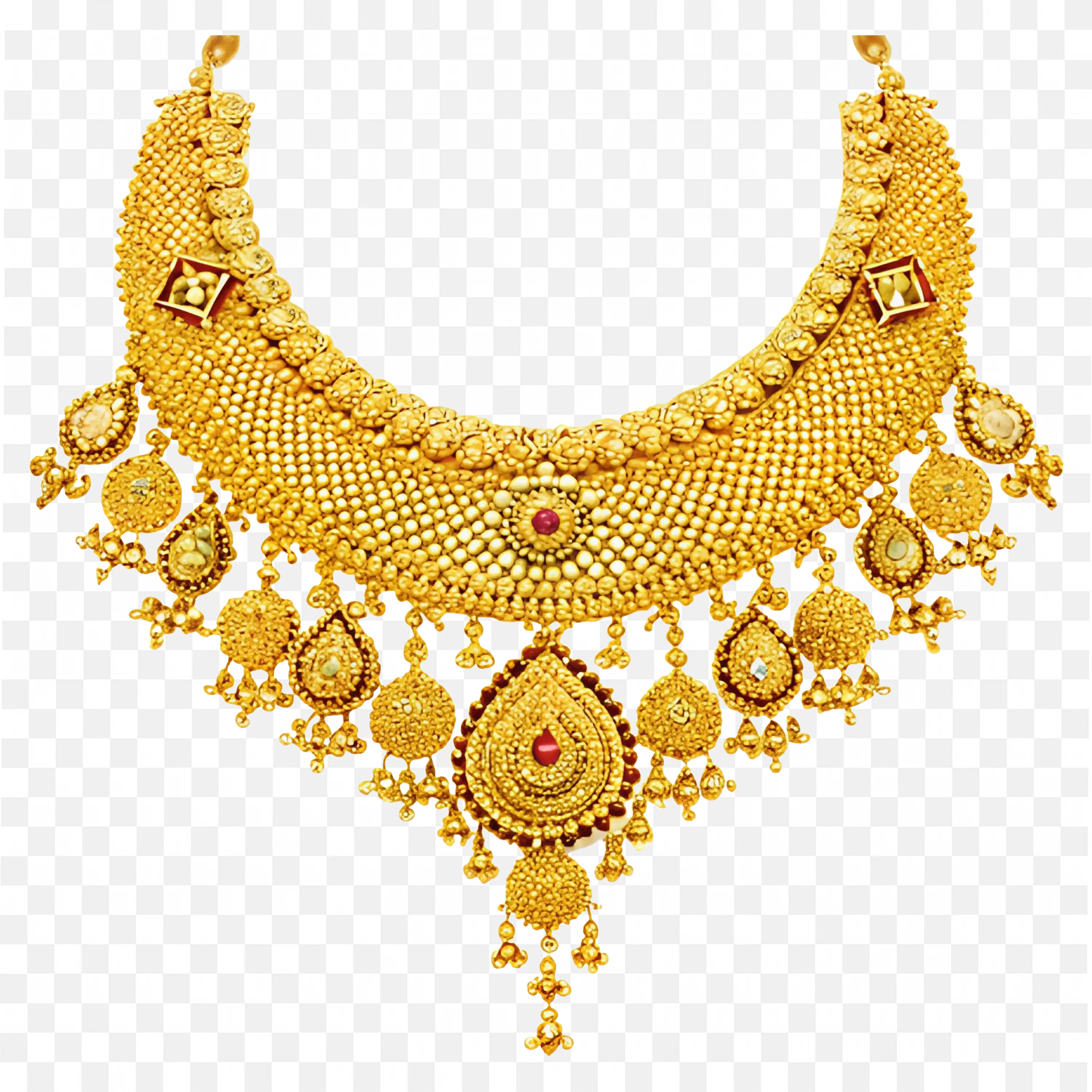 Royal Necklace with Artistic Bead Stones Png Image for Free