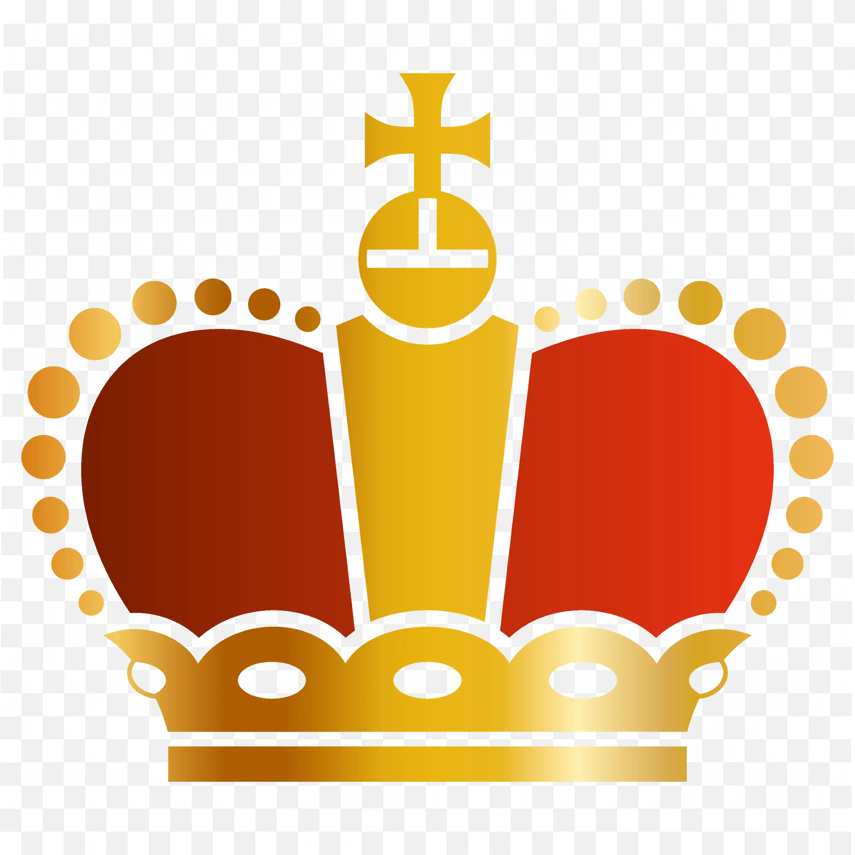 Royal Red and Gold Crown with Cross and Circles Free Png