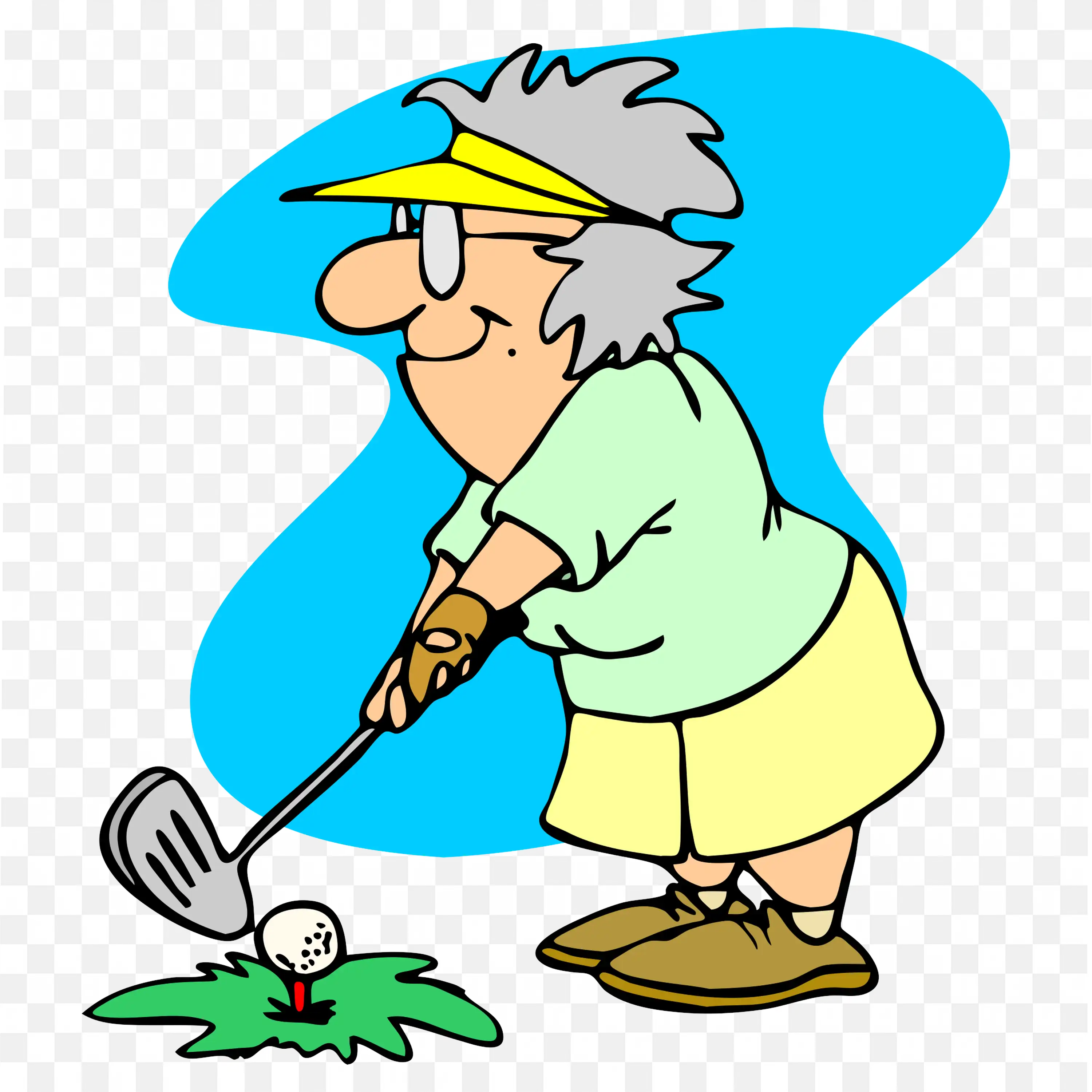 Senior Man Concentrating While Playing Golf Png Download