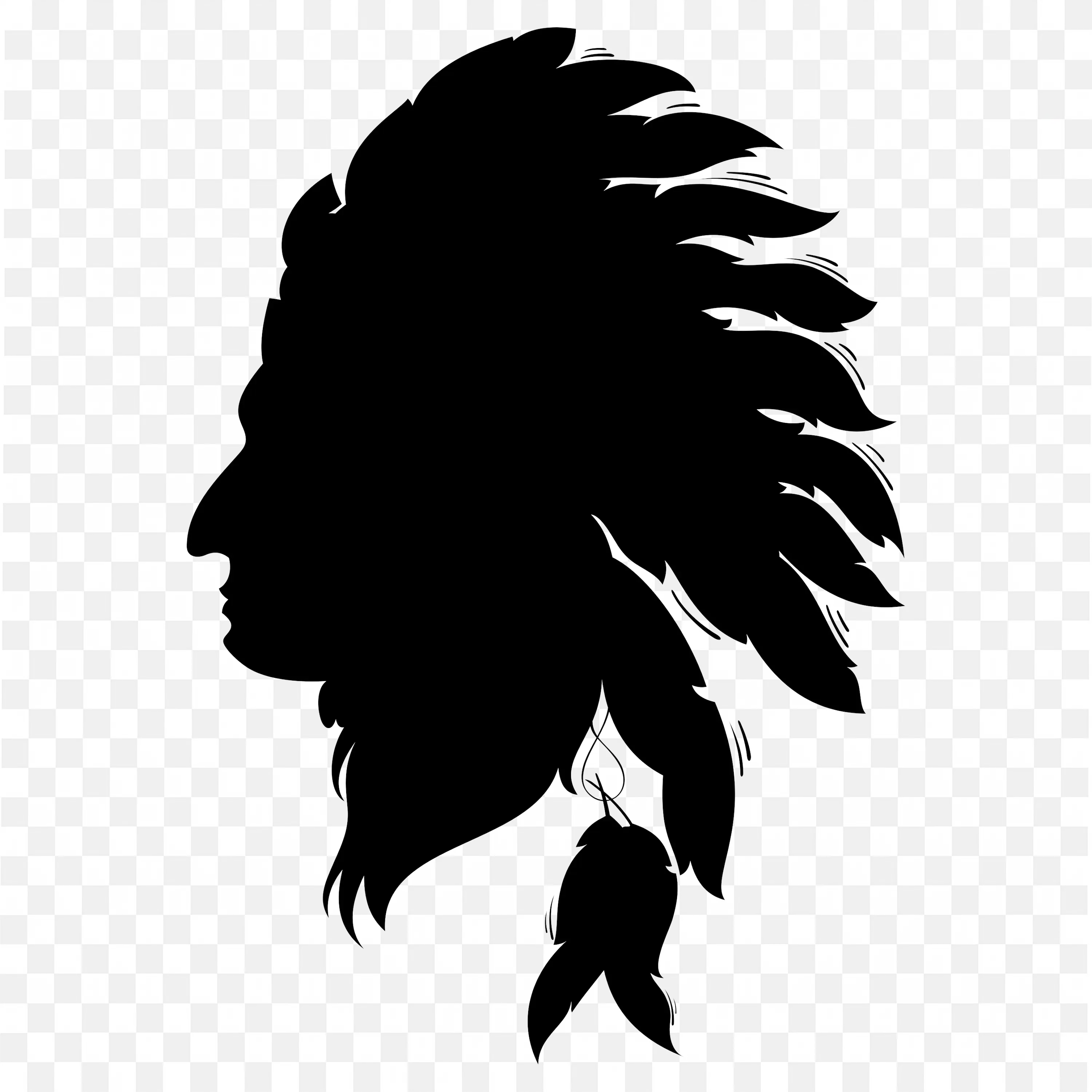 Shadow Figure of a Native American Chief with Headdress
