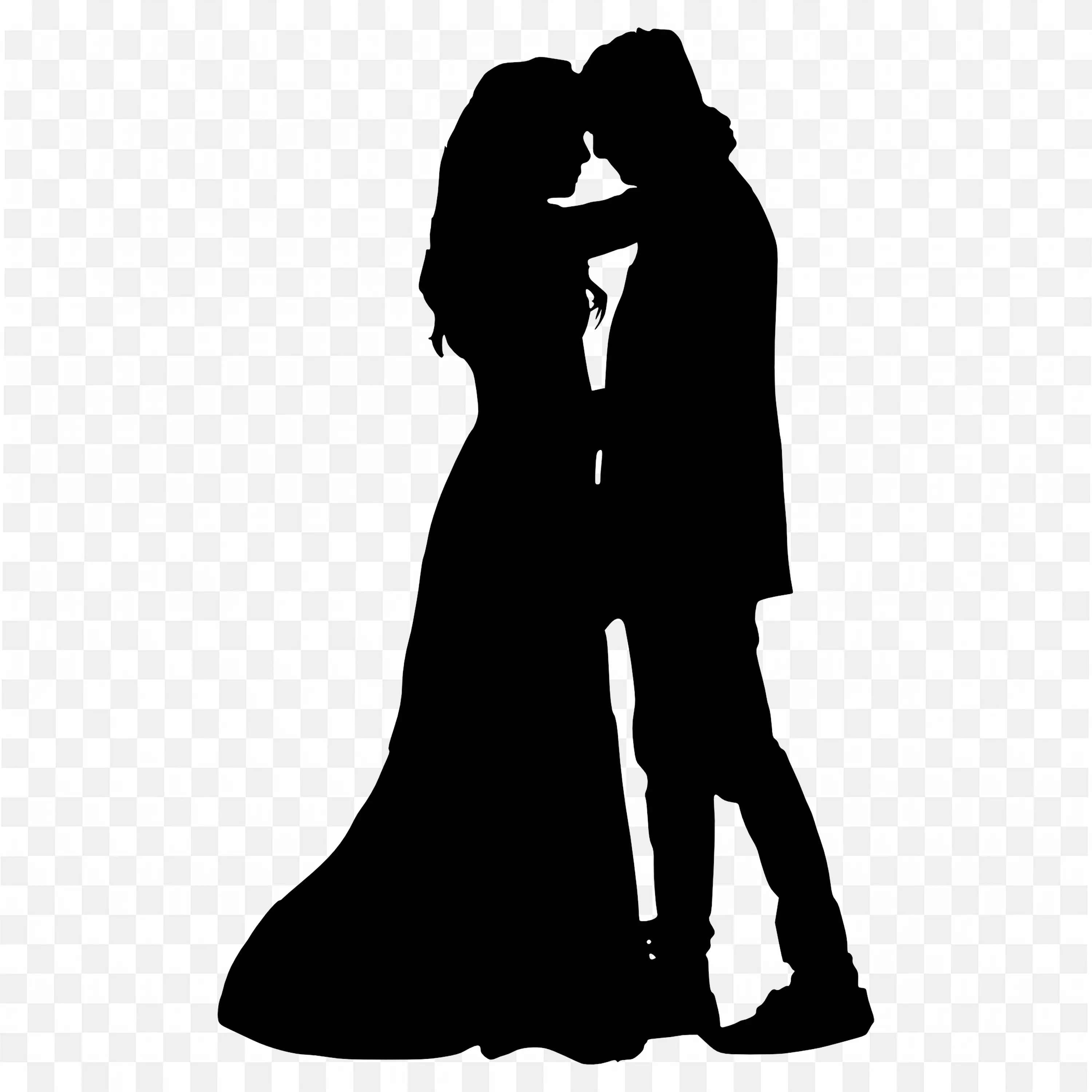 Shadow Figure of Romantic Couple Standing Together Free Png