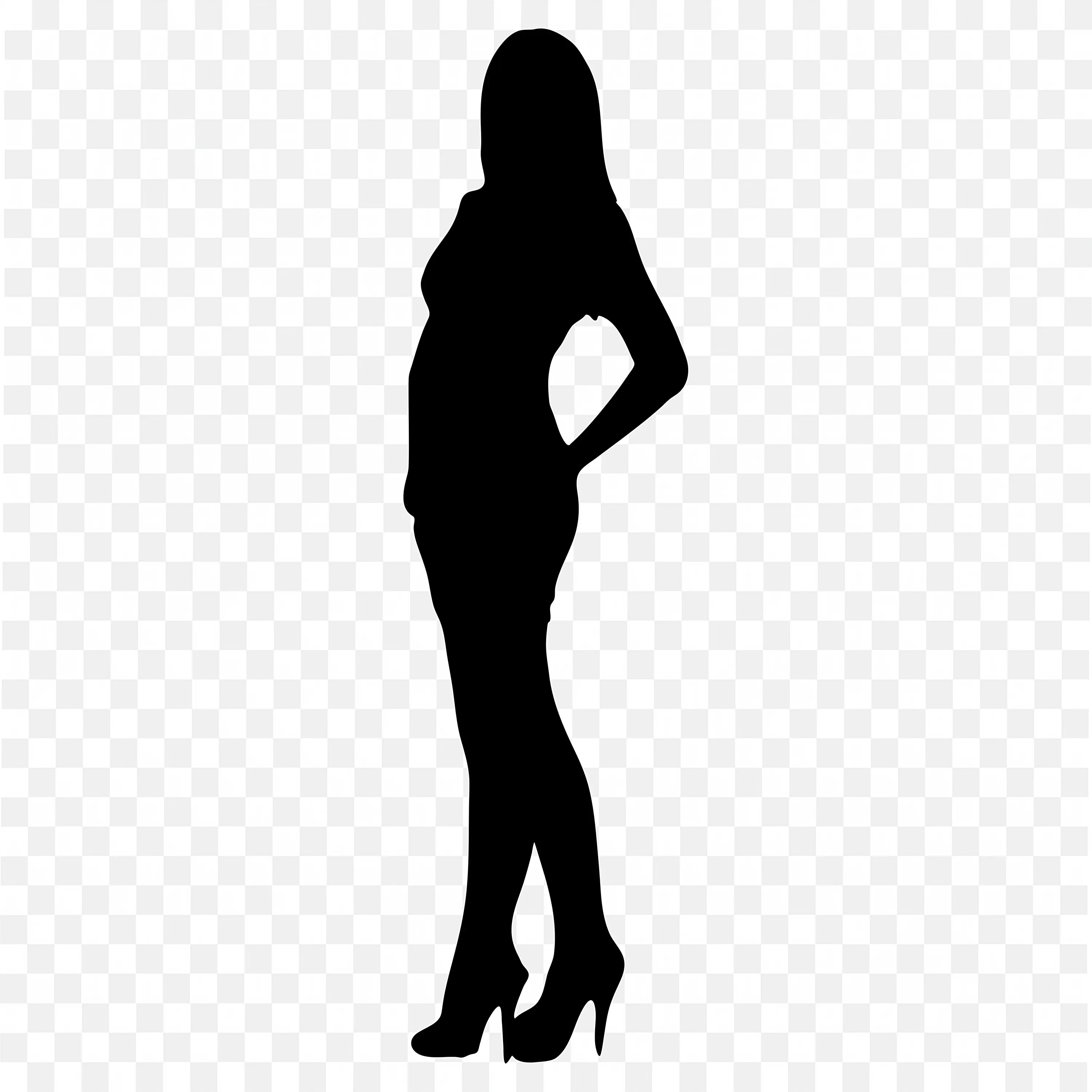 Shadow Figure of a Standing Woman with One Hand on Hip
