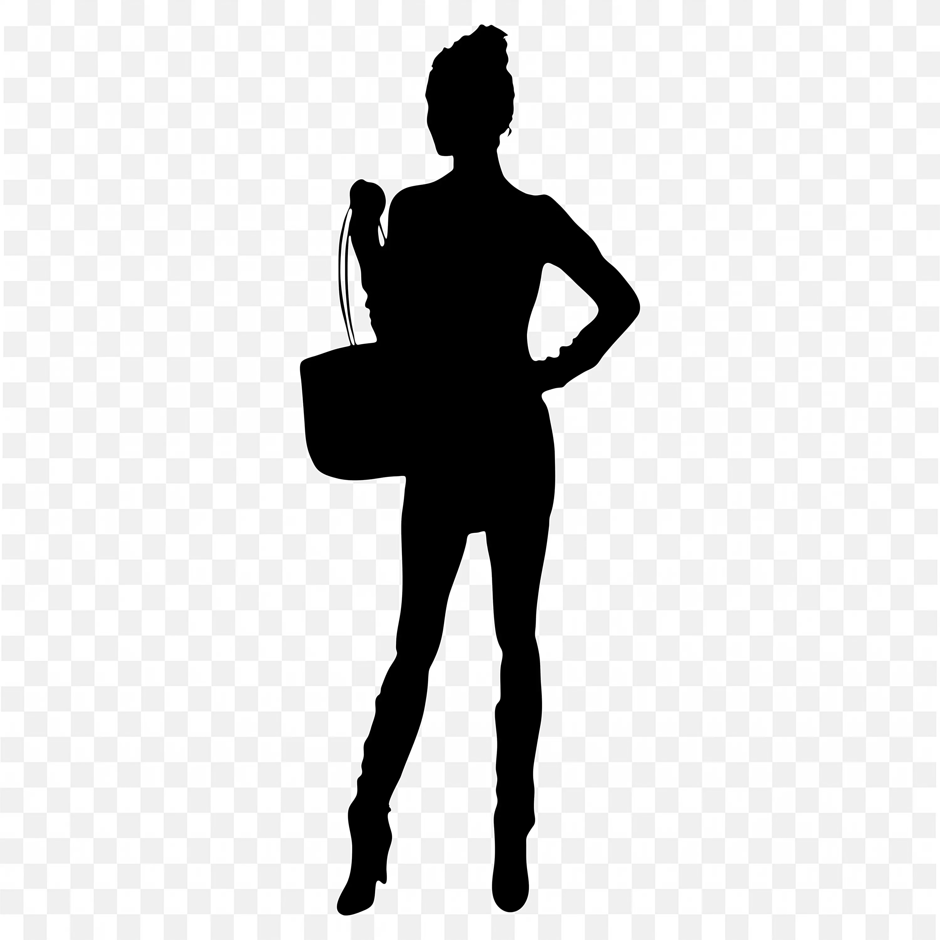 Shadow Png of a Woman Standing Confidently with a Handbag