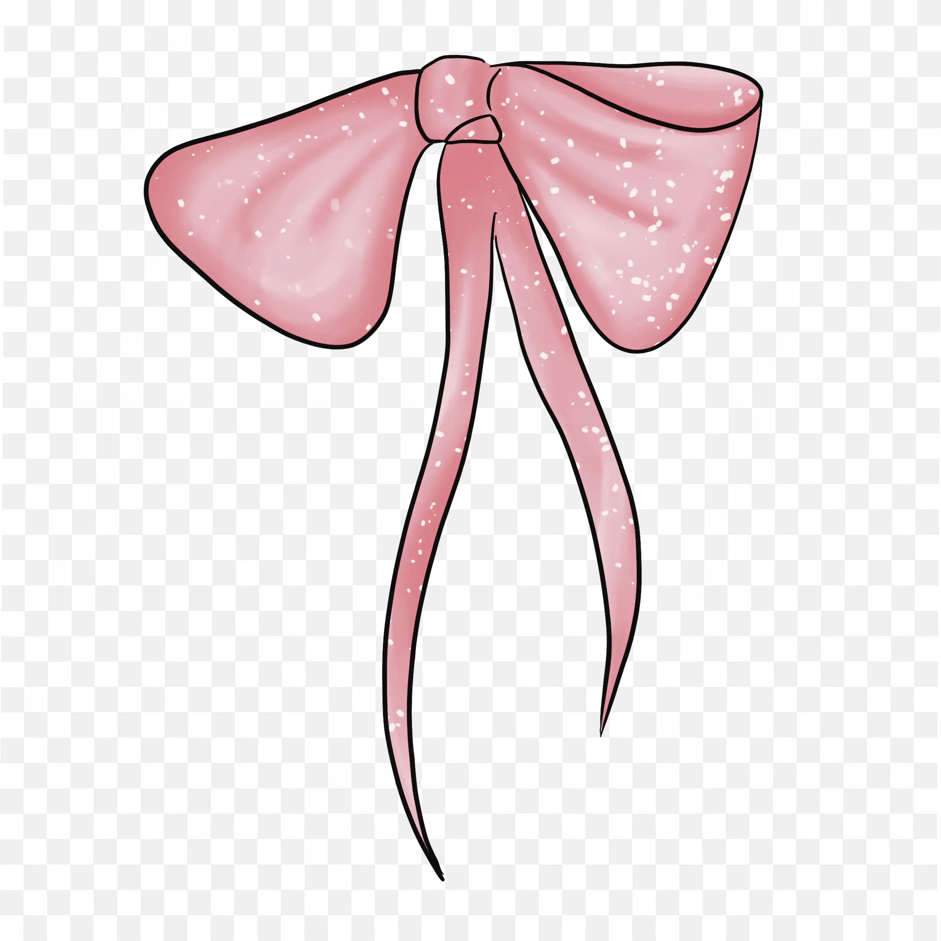 Png of a Shiny Pink Ribbon Bow with Sparkles and Long Tails