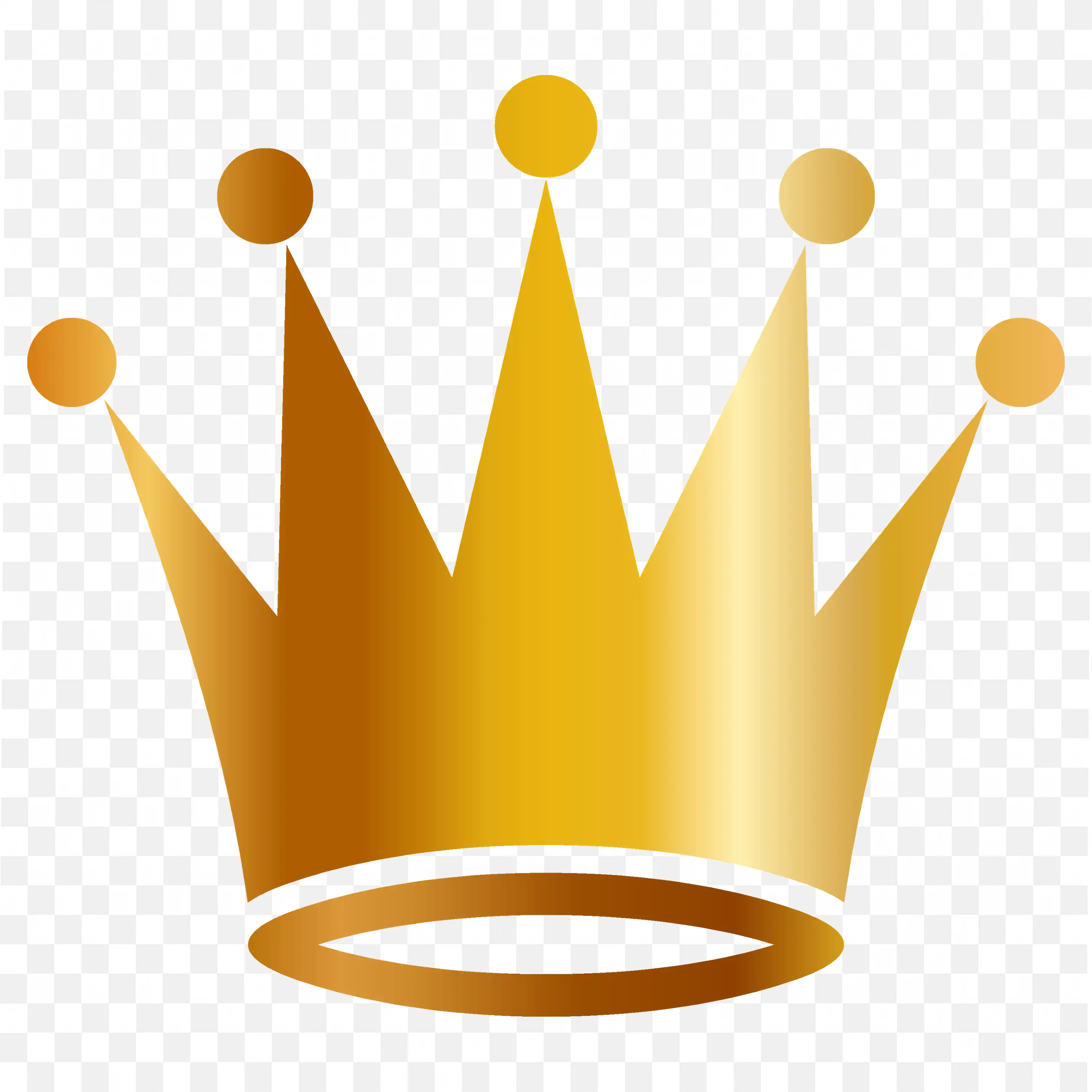 Simple Golden Crown Icon with Round Tips Design Png