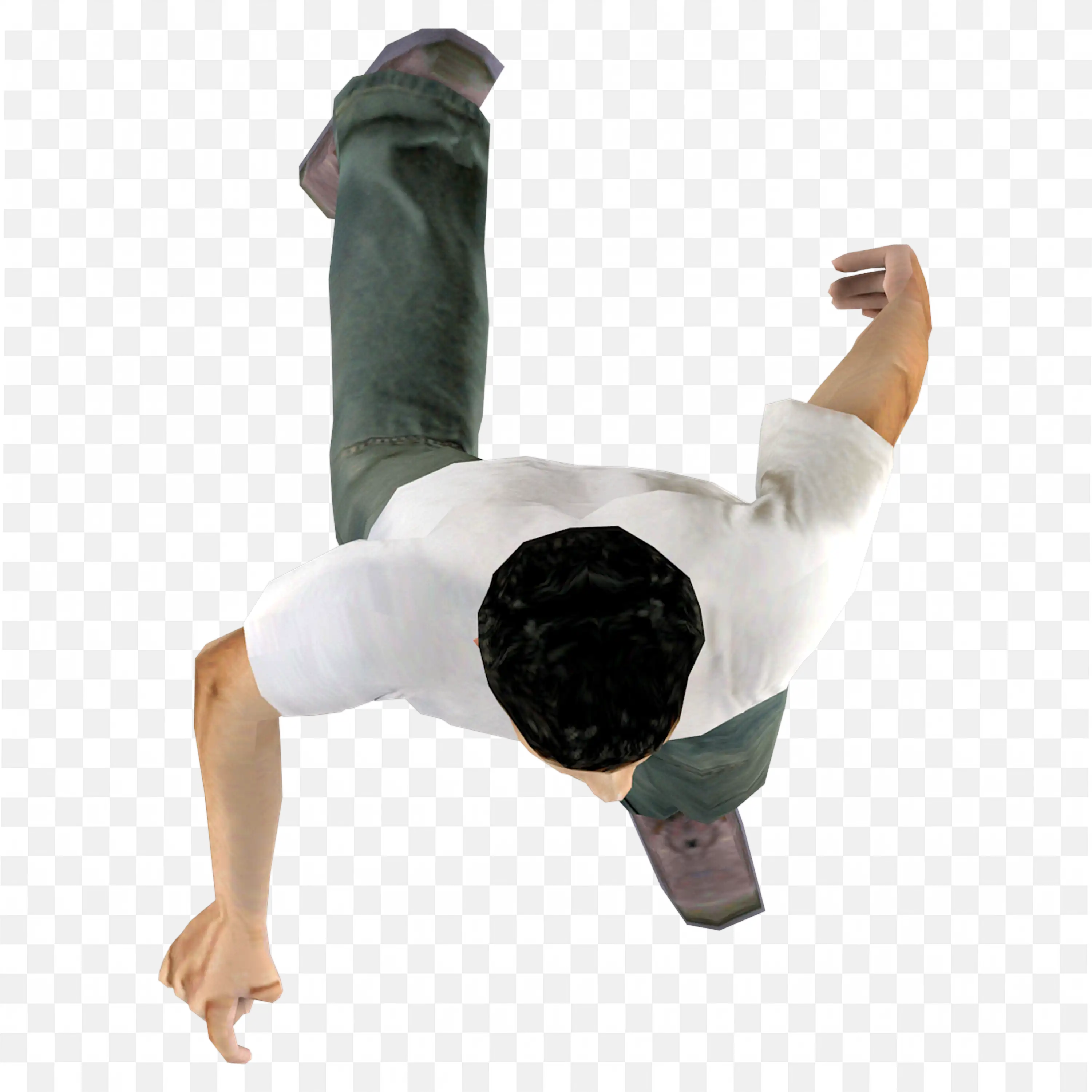 Sky View of Man in White Shirt Raising Both Arms Png for Free