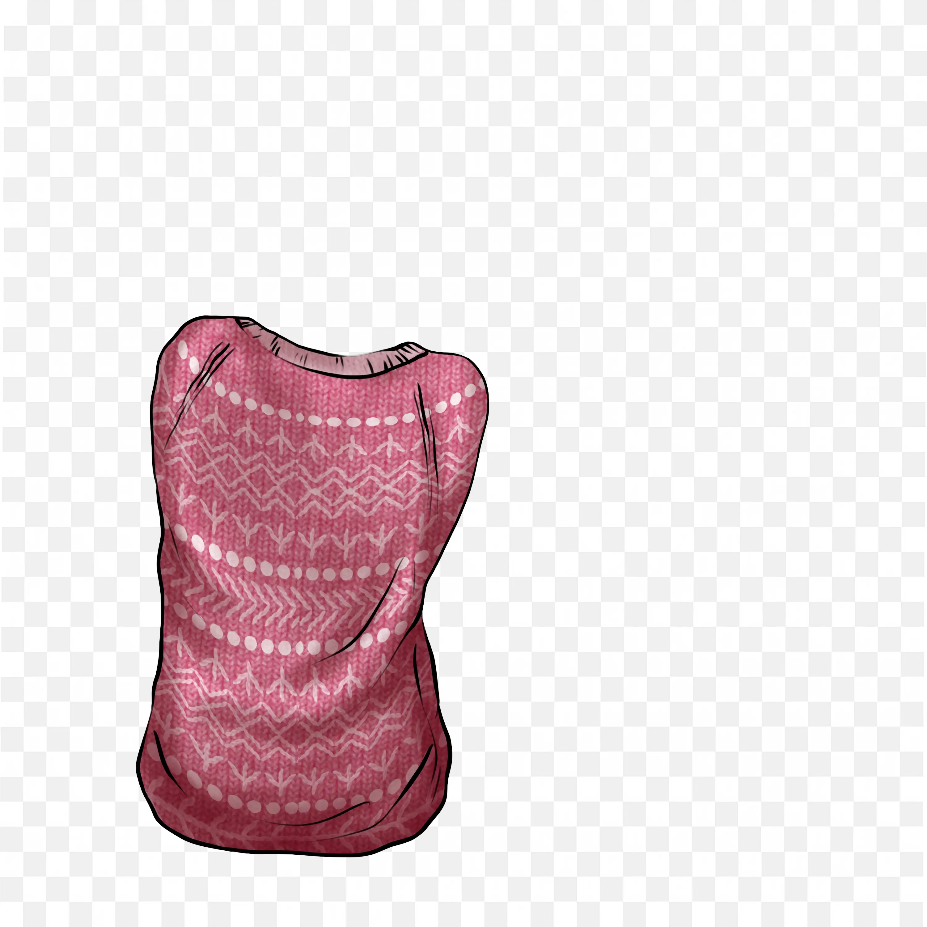 Sleeveless Red Colour Sweater with Nordic Pattern Png Free