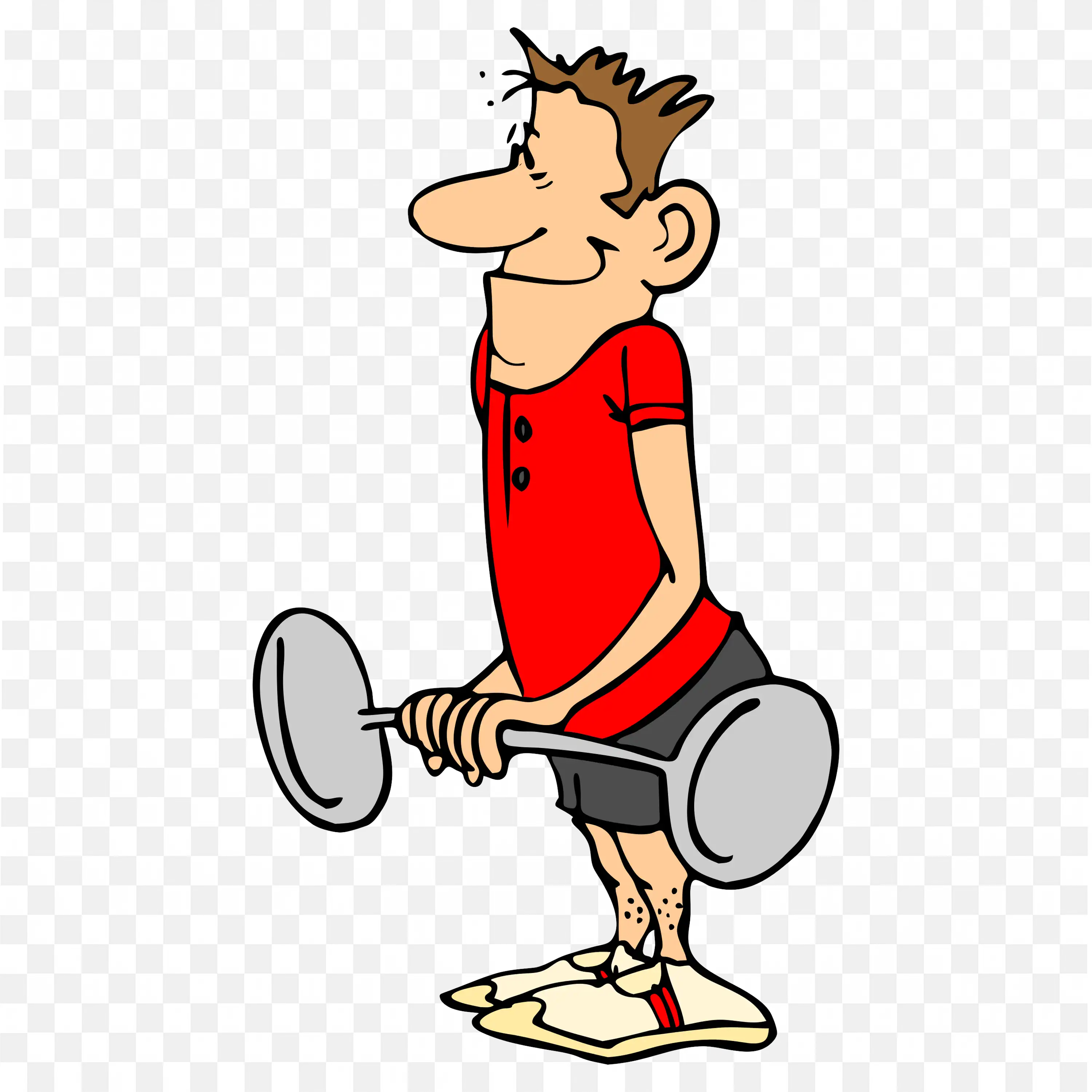 Slim Cartoon Man Lifting Heavy Weight Png Free Download