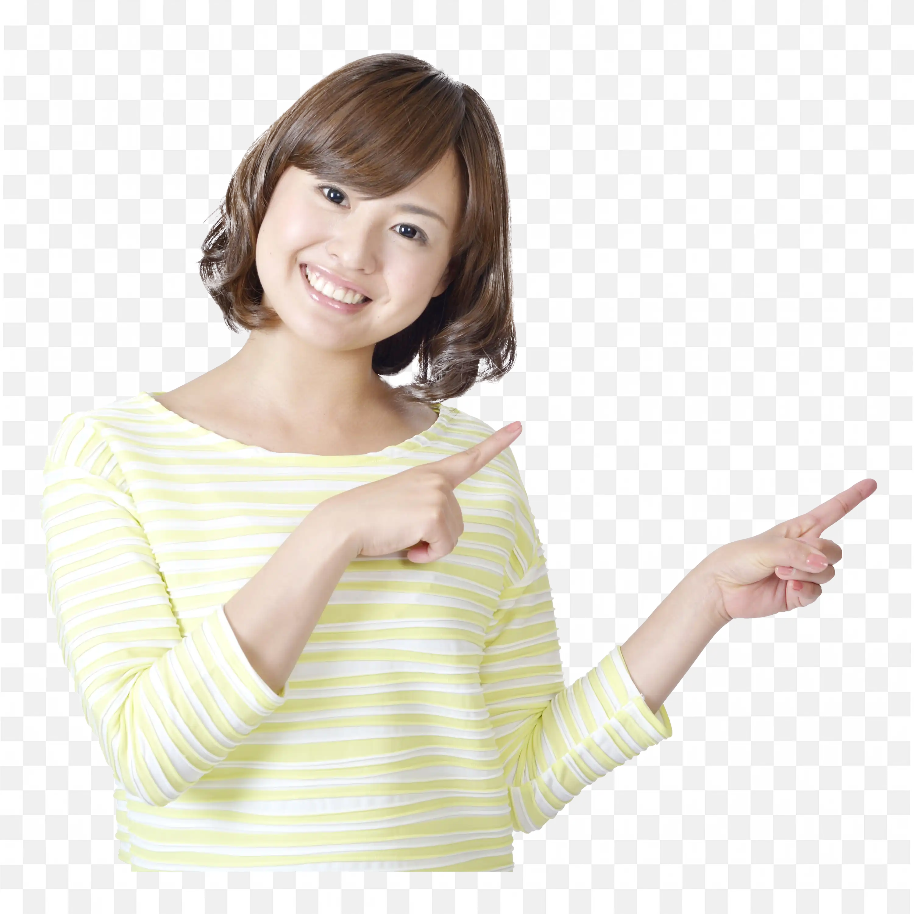 Smiling Girl Directing with a Joyful Smile Free Png Download