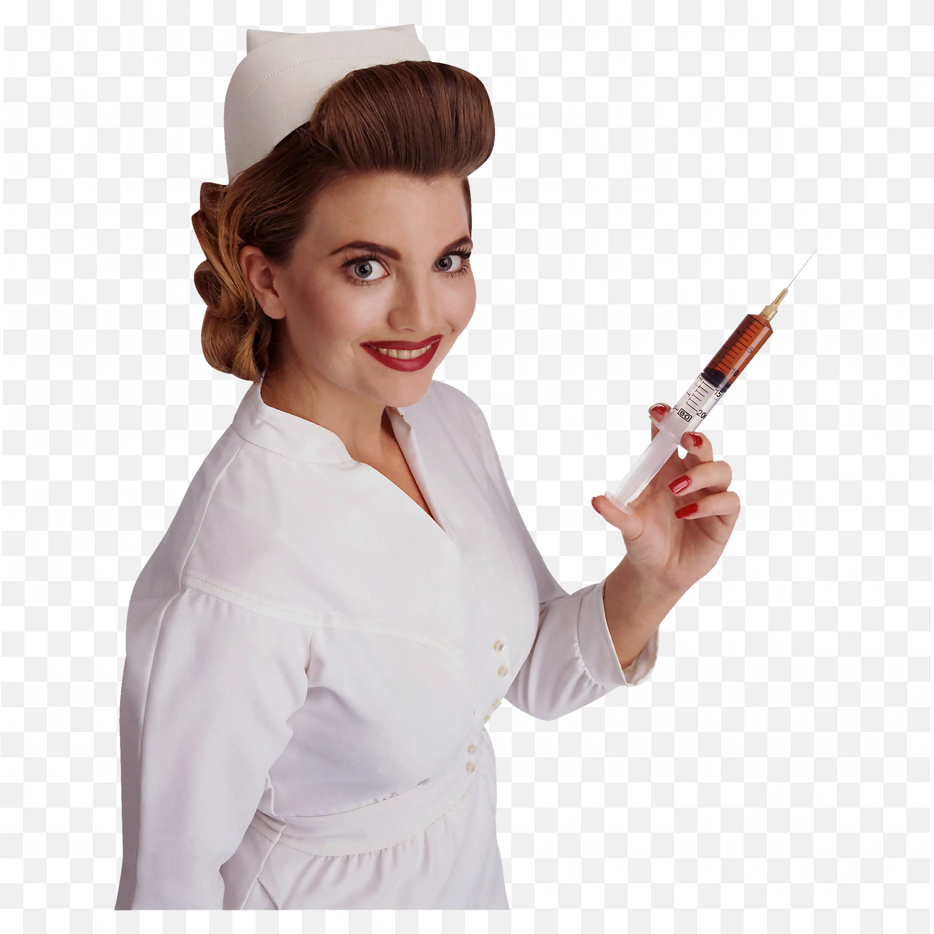 Smiling Nurse with Syringe Ready for Injection Free Png
