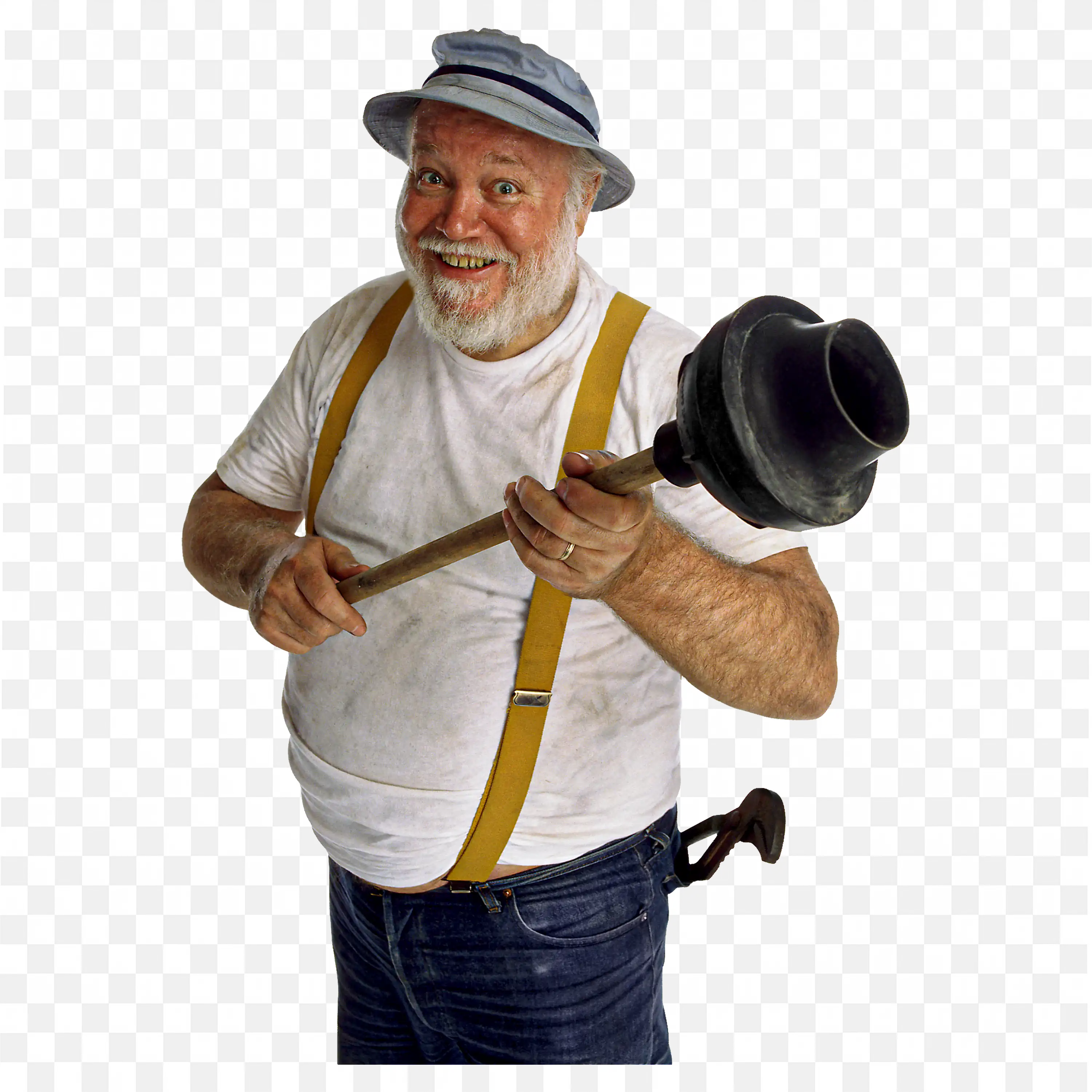 Smiling Plumber Ready to Fix Plumbing Issues Png Image