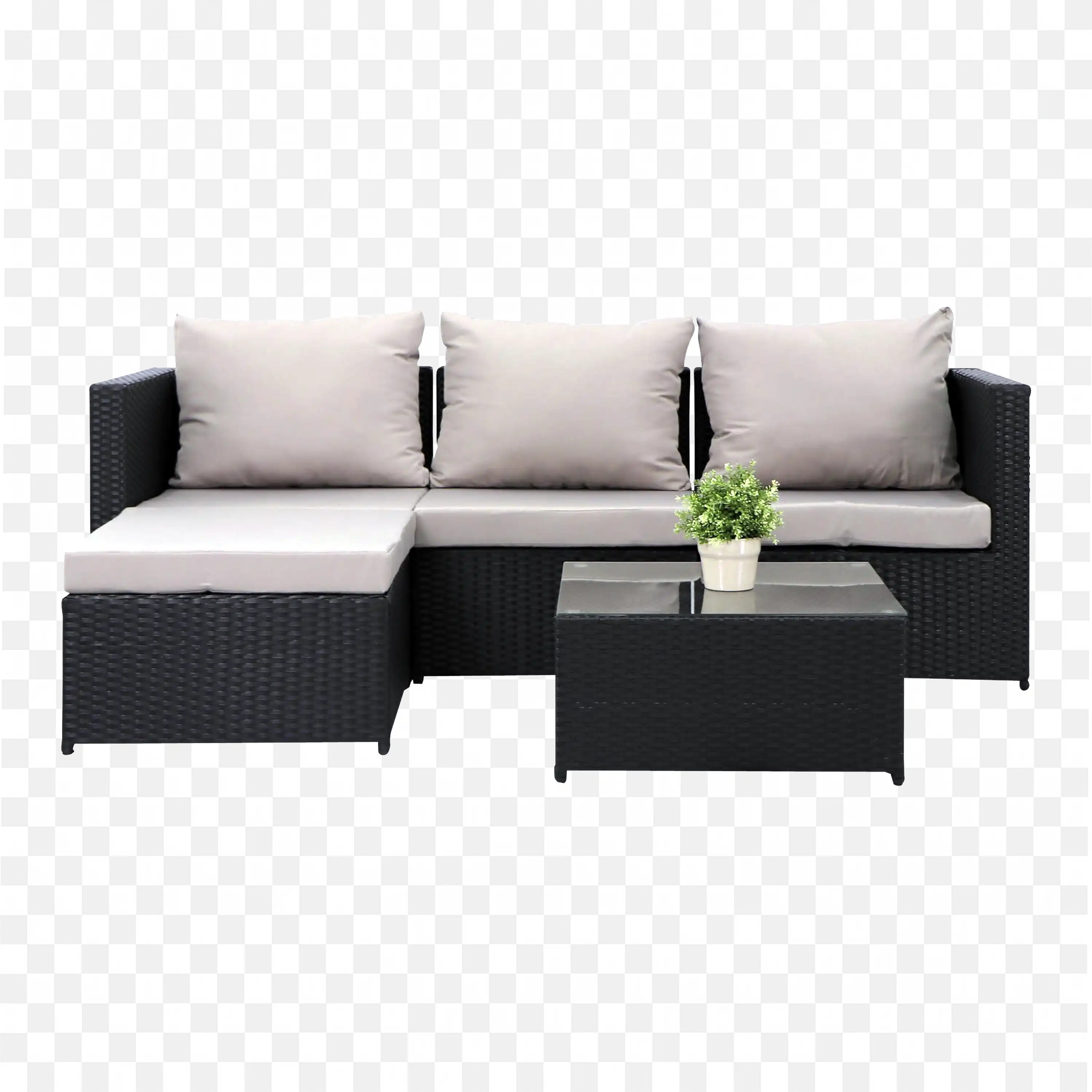 Sofa Set with Cushions and Table for Sitting Outside Png
