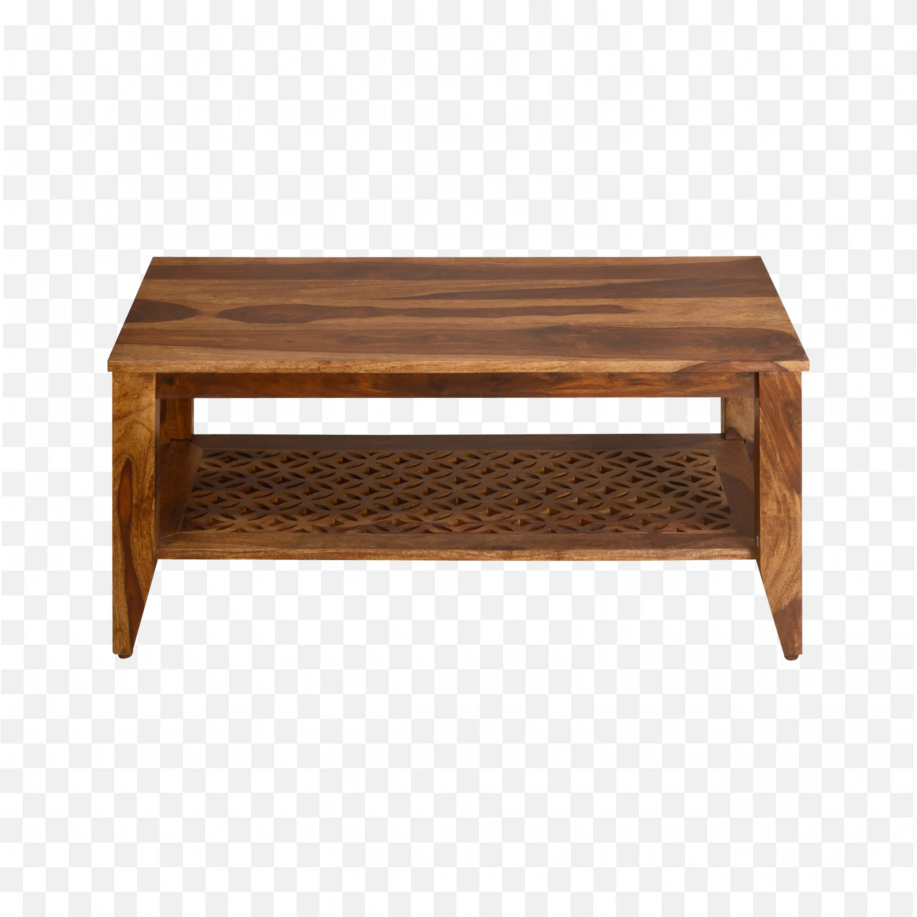 Solid Wooden Coffee Table with Lower Shelf Png Download