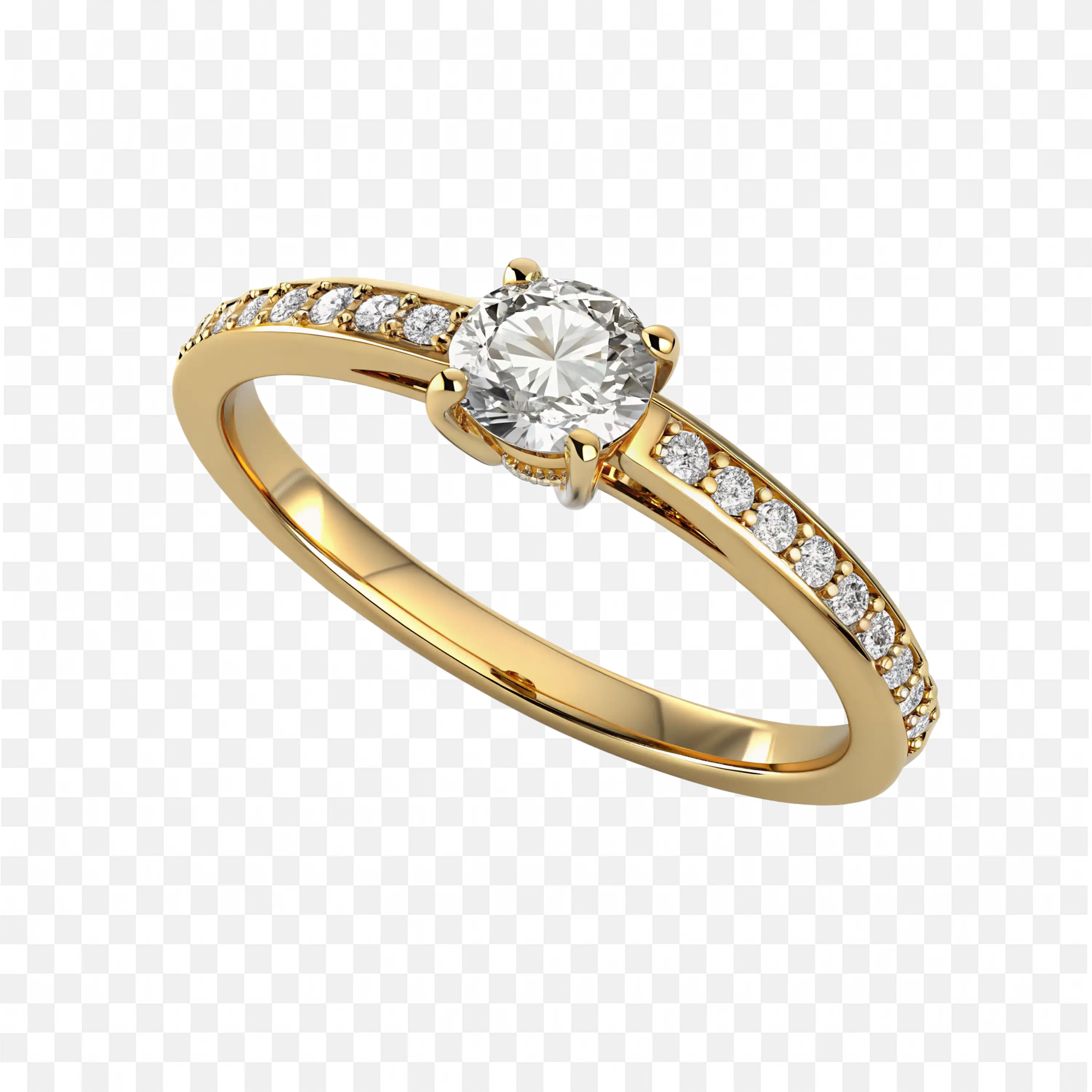 Stunning Diamond Gold Ring with Sparkling Band Details Png
