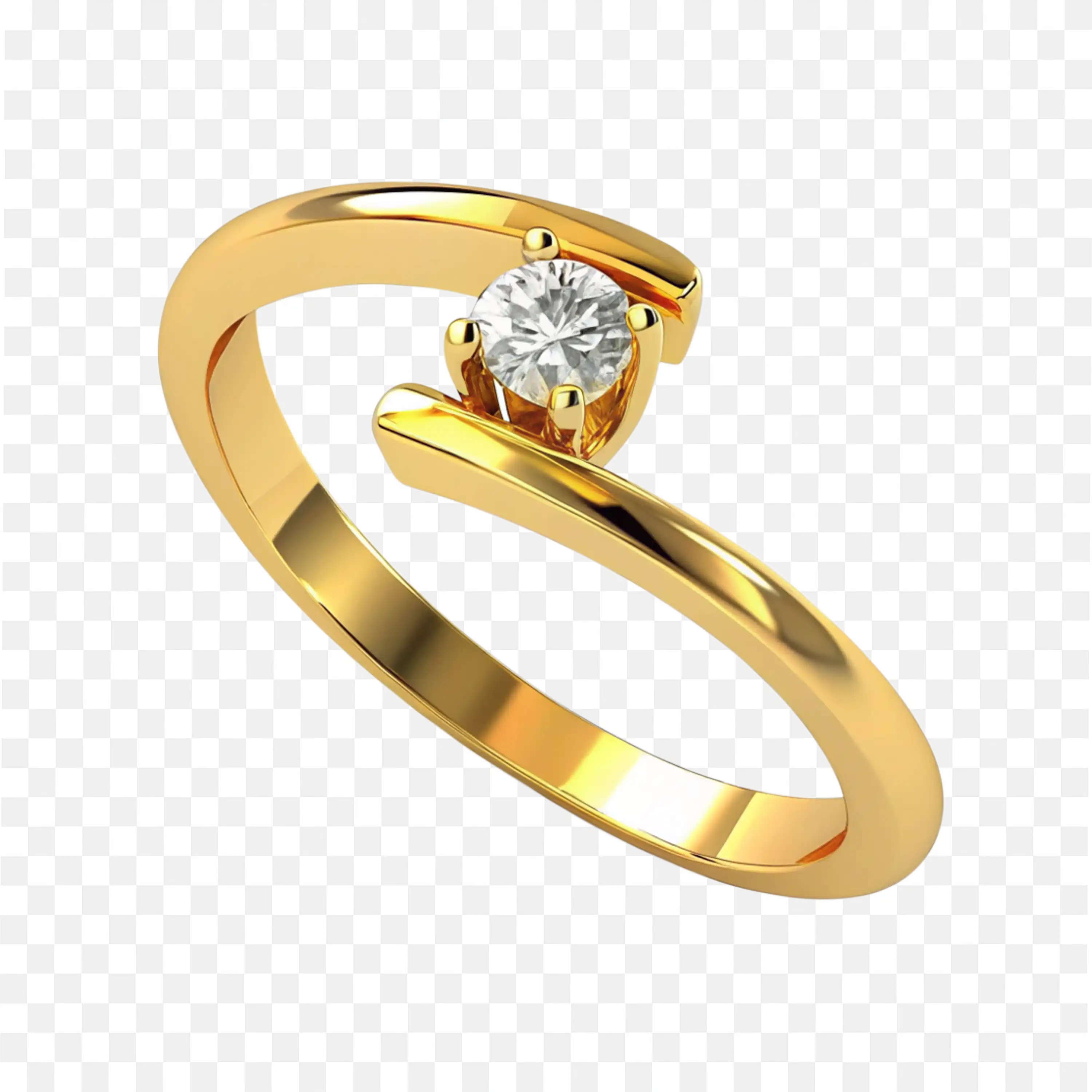 Stunning Gold Twist Ring with Sparkling Solo Diamond Png