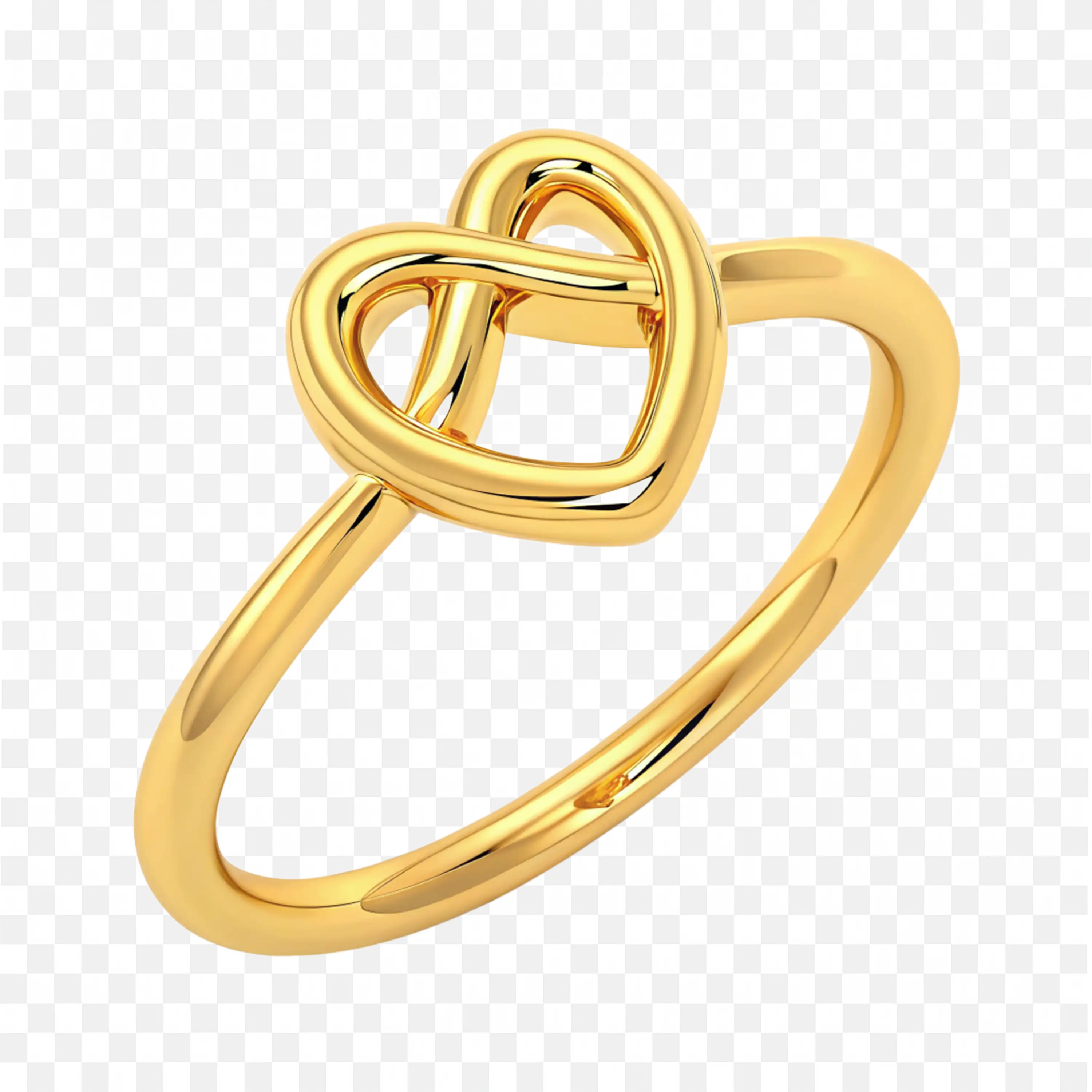 Stylish Gold Ring with a Heart Twist and Polished Finish
