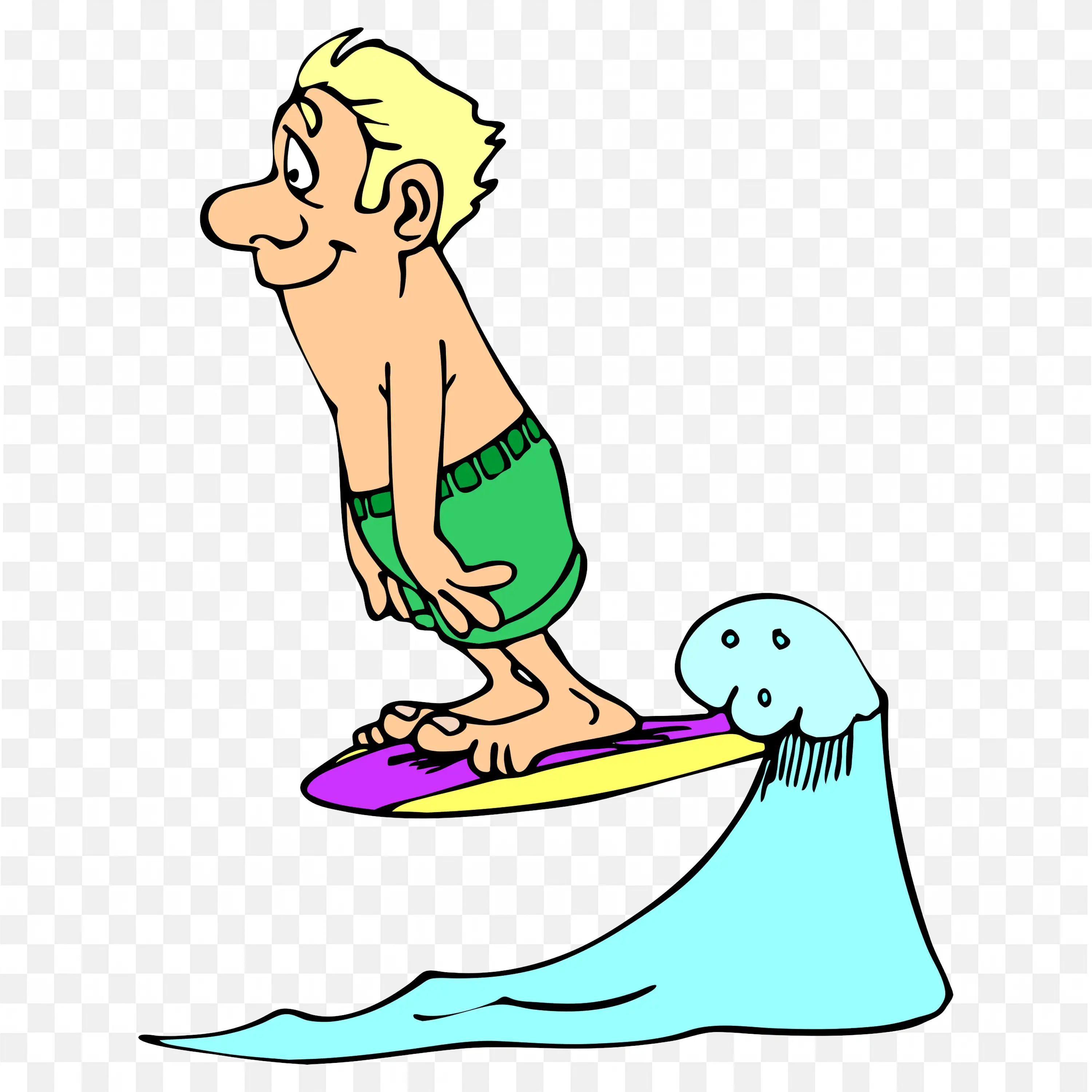 Surfer Balancing on Board While Riding Through an Ocean Wave