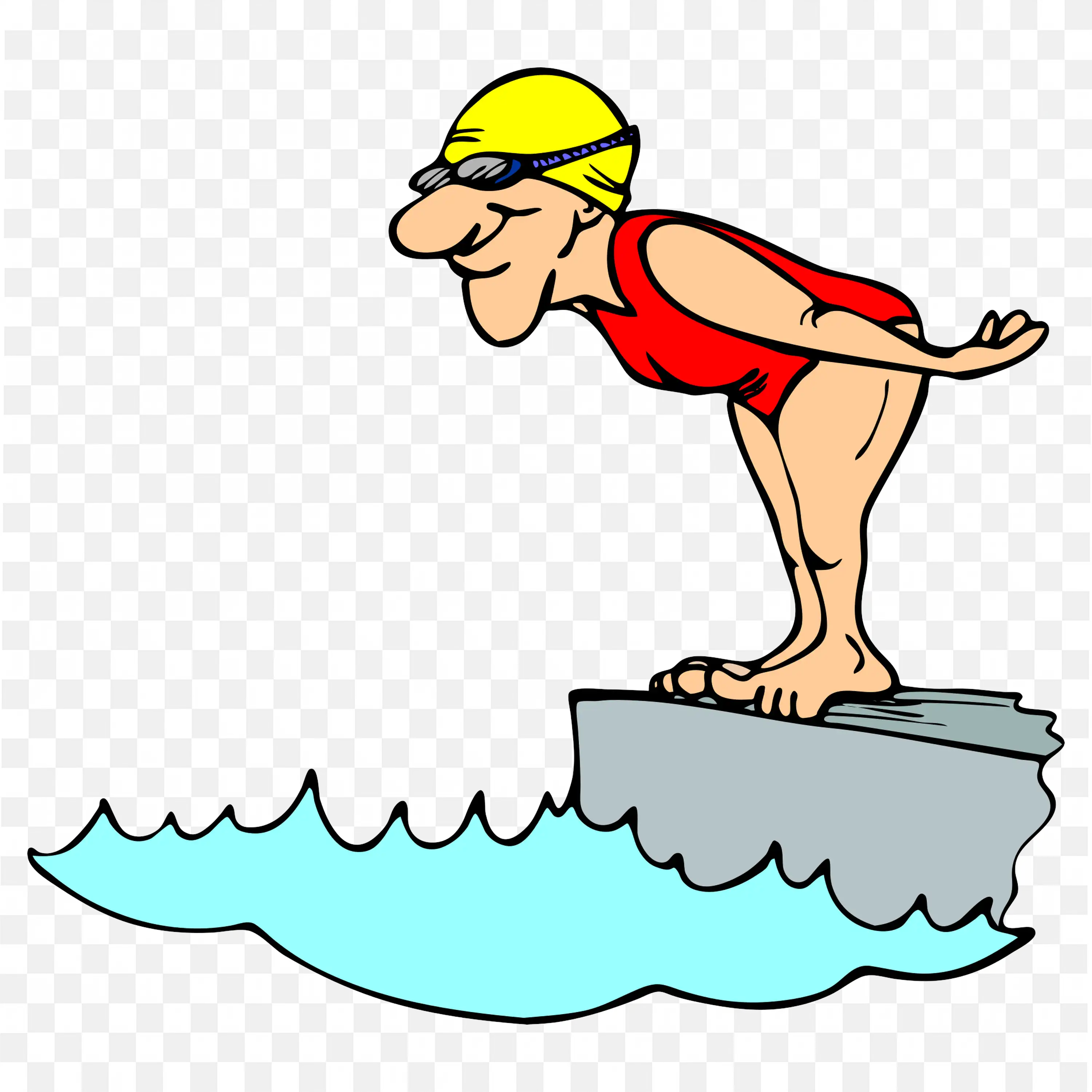 Download the Swimmer in Cap Standing Ready to Dive Into Pool