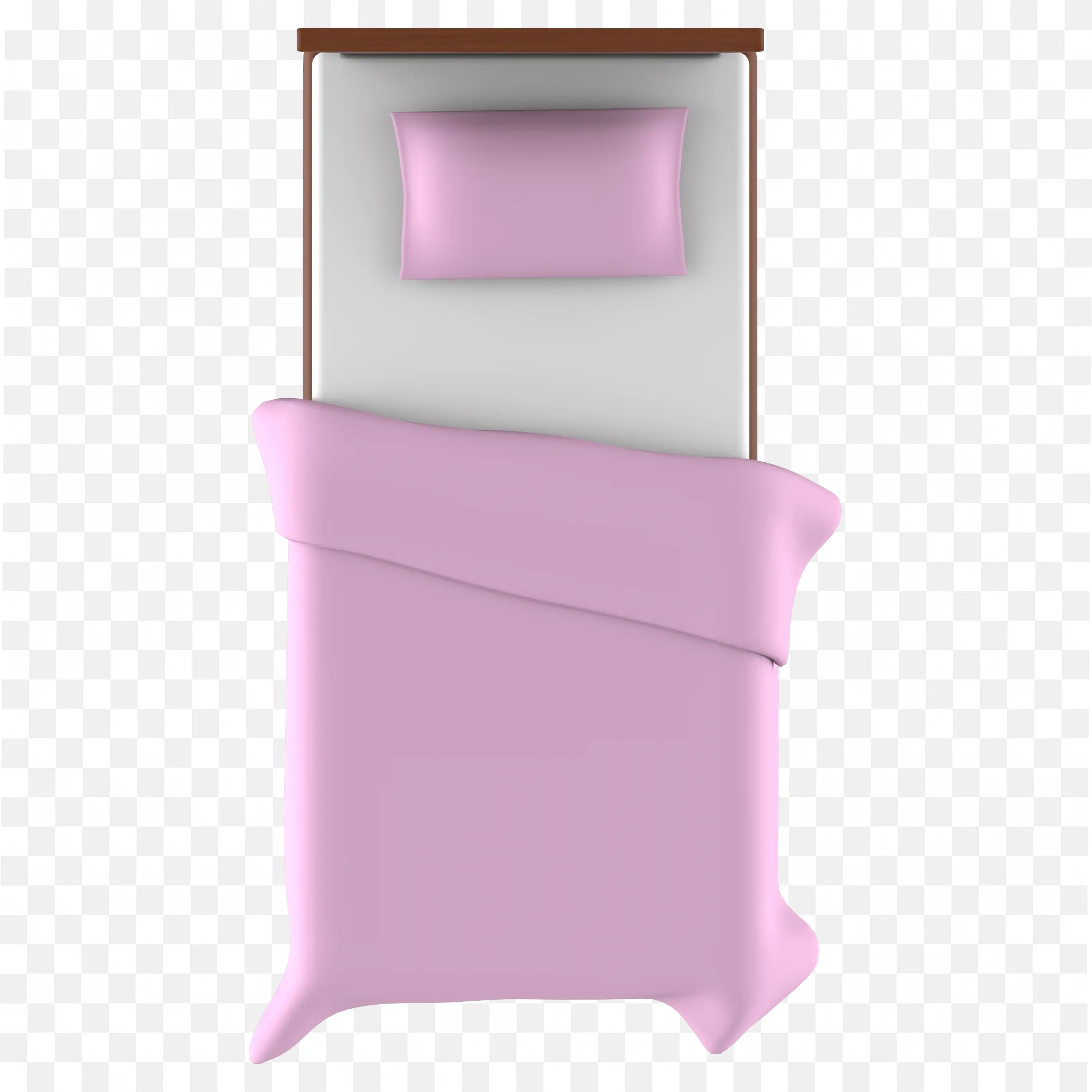 Top View of a Bed with Pink Sheet and Pillow Png Download