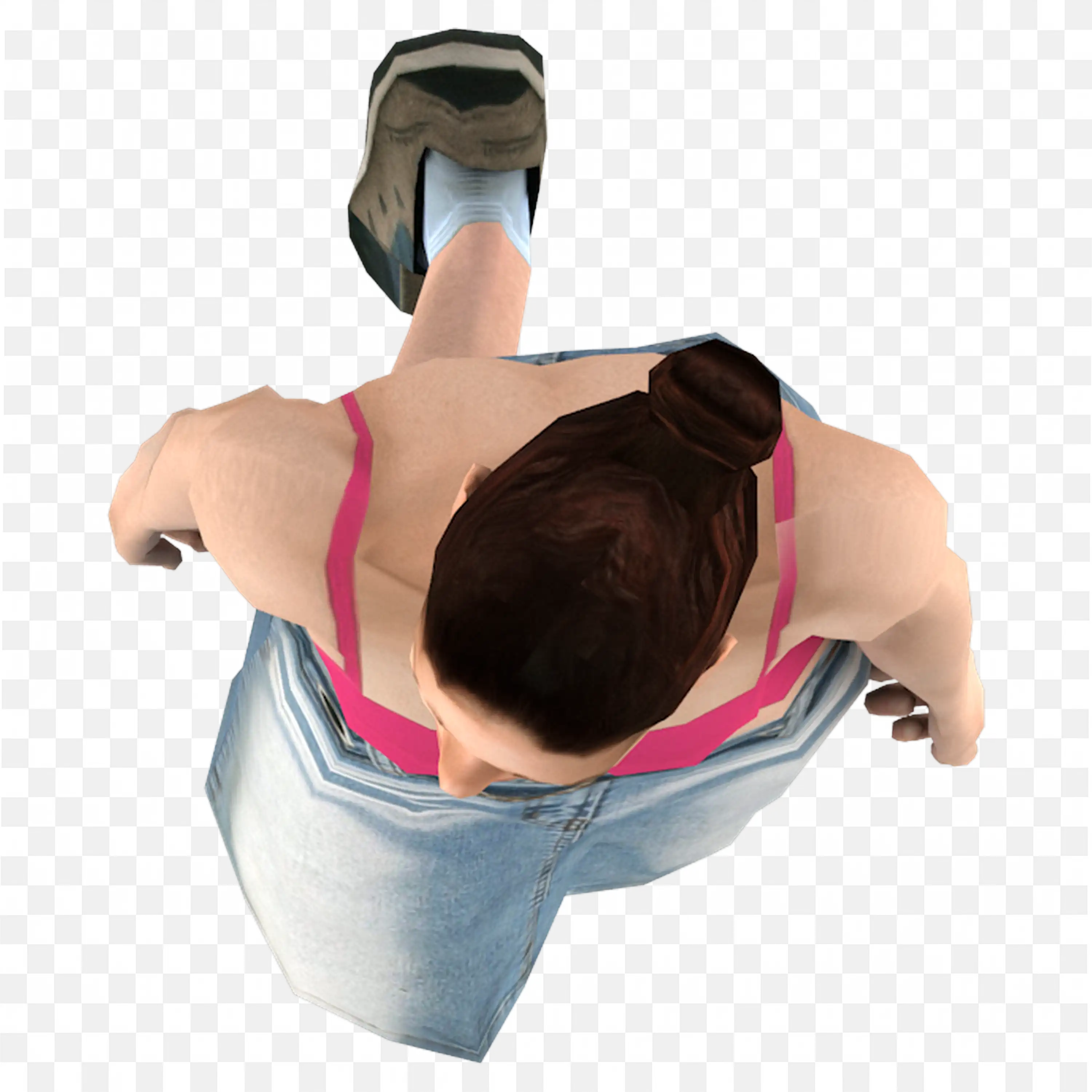 Top View of a Woman in a Sleeveless Pink Top Free Png Image