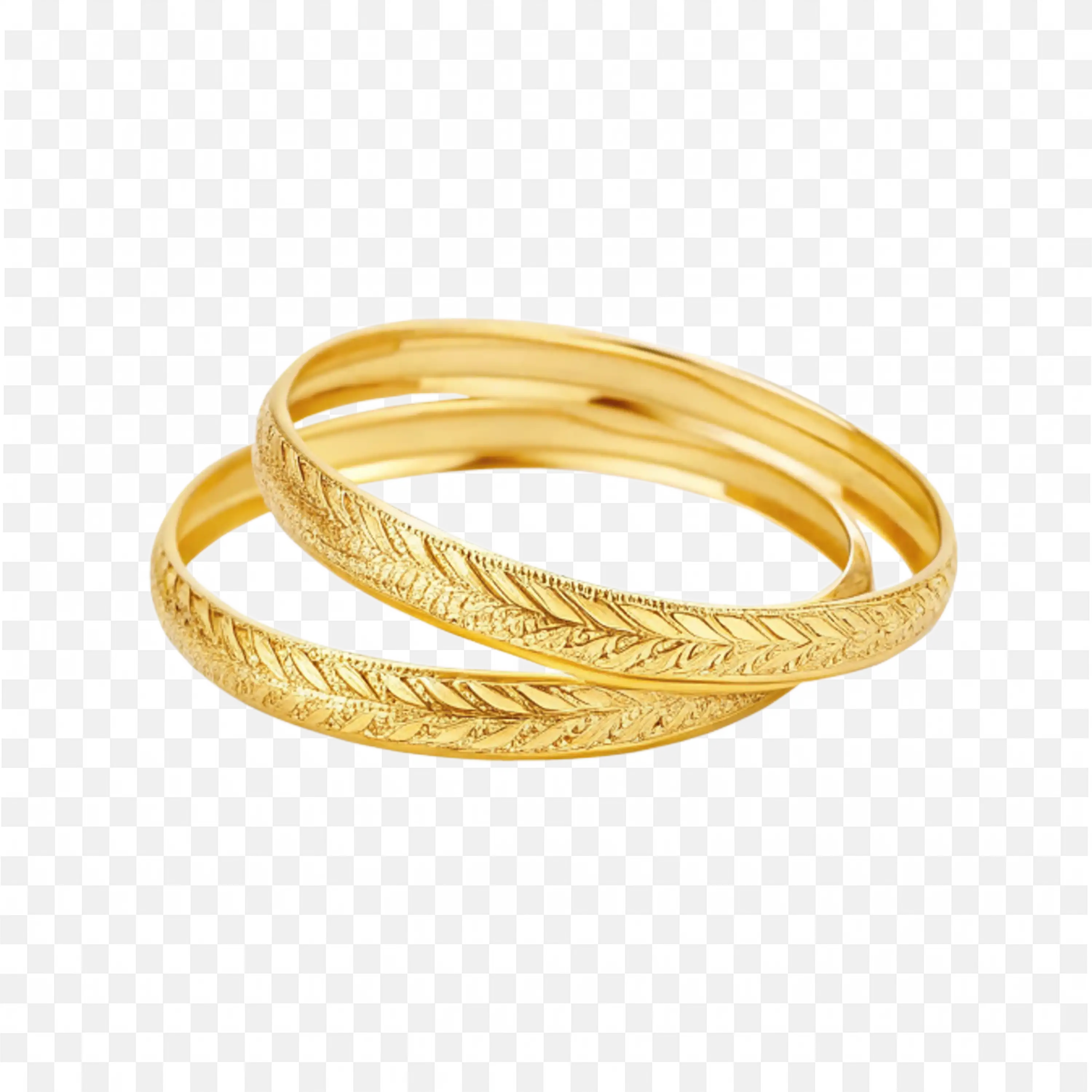 Traditional Gold Bangles Featuring Detailed Leaf Pattern