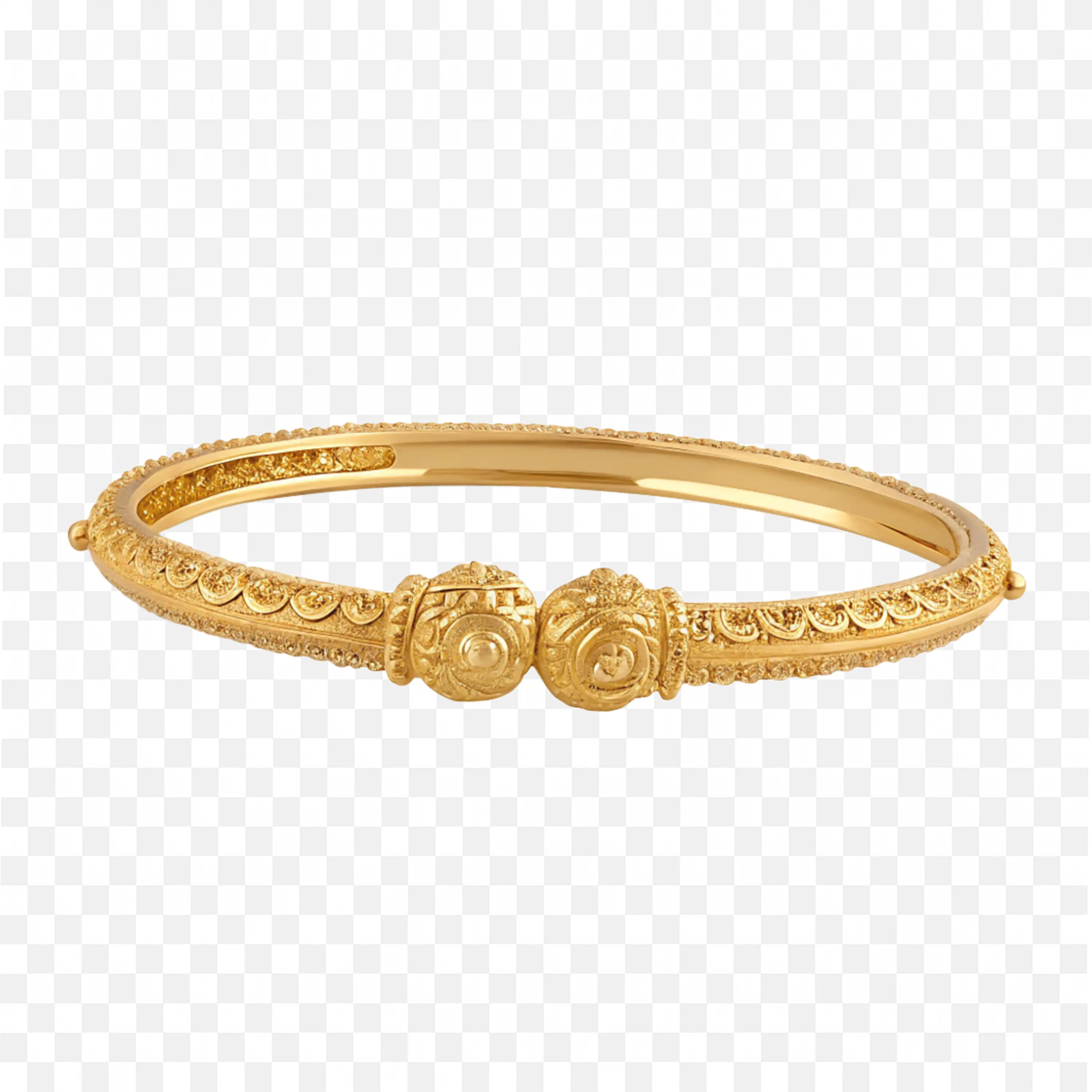 Traditional Gold Kada Bangle with Floral Detailing Png Free