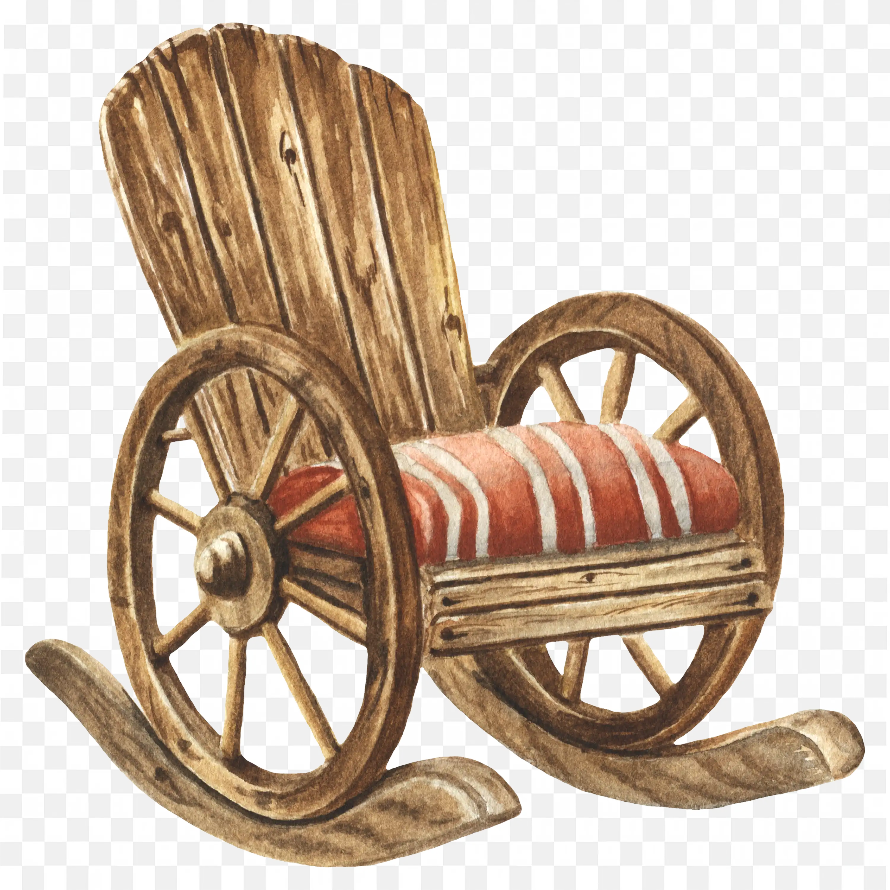 Png of a Traditional Wooden Rocking Chair with Cushioned Seat