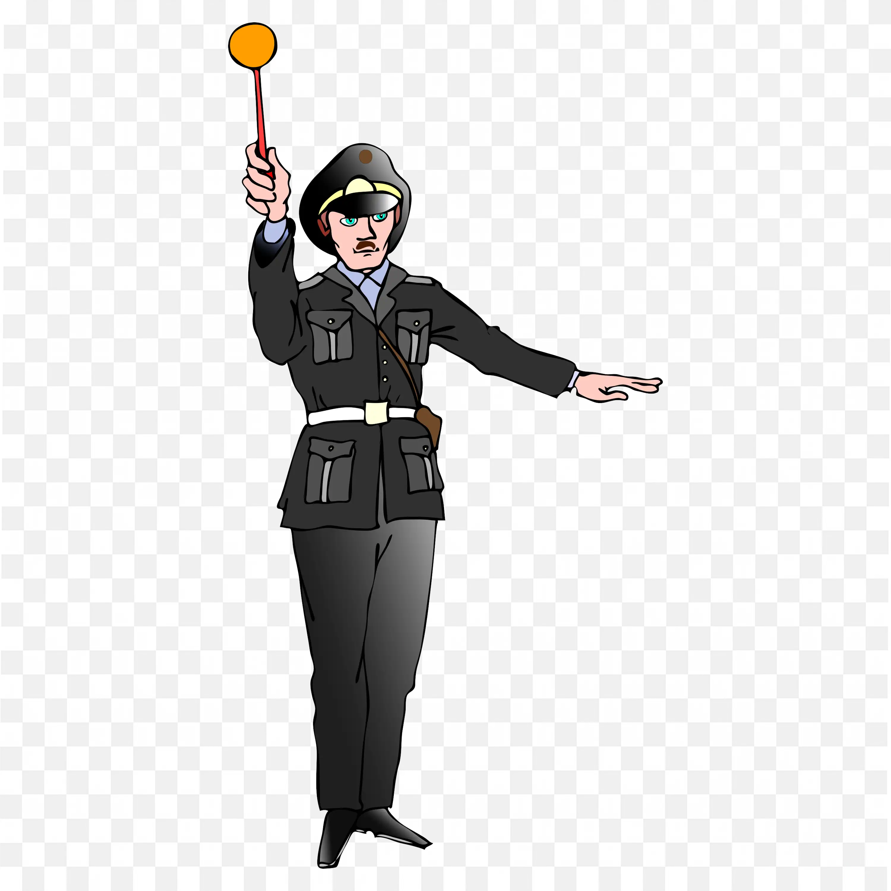 Traffic Officer Directing Traffic with a Signal Stick Png