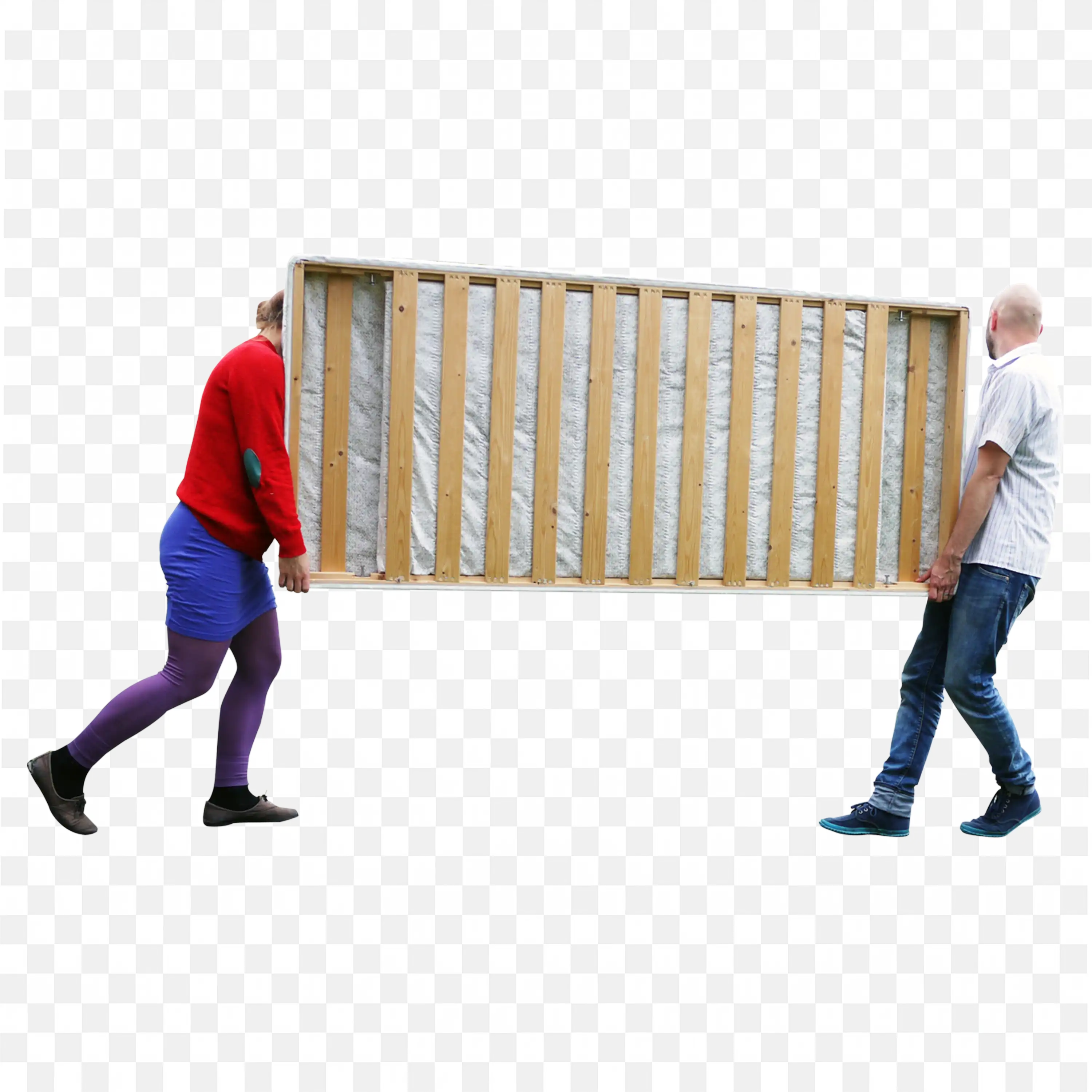 Two People Moving Large Piece of Furniture Outside Png Free